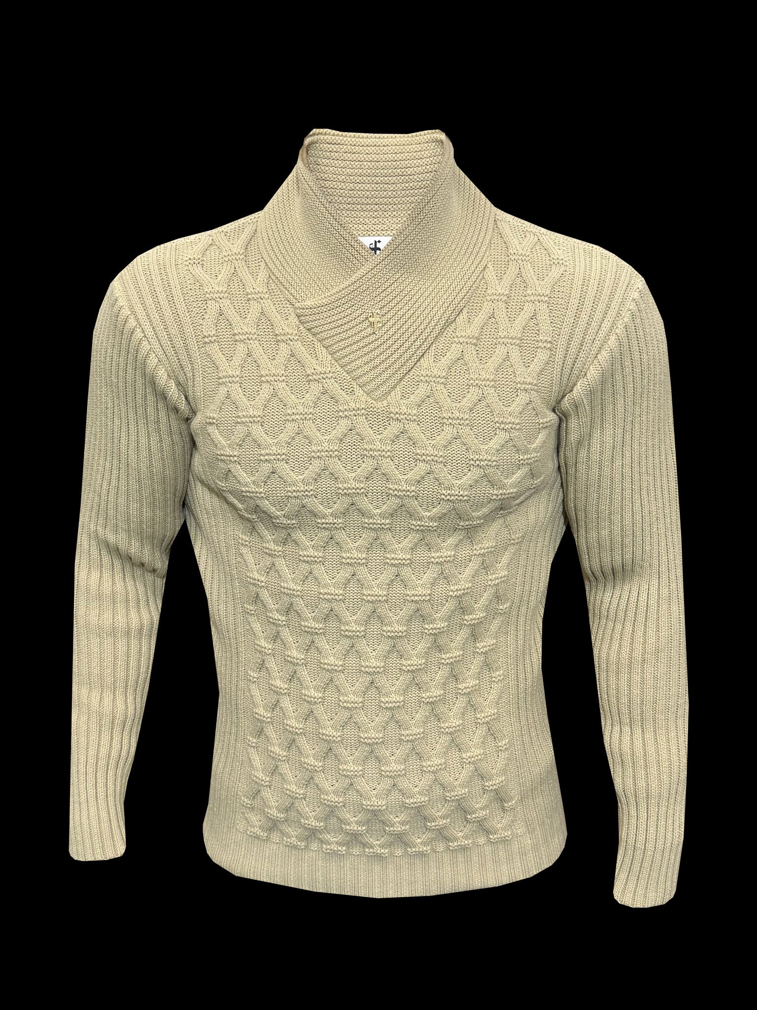 Chunky Cable Knit Beige Jumper - FSJ062