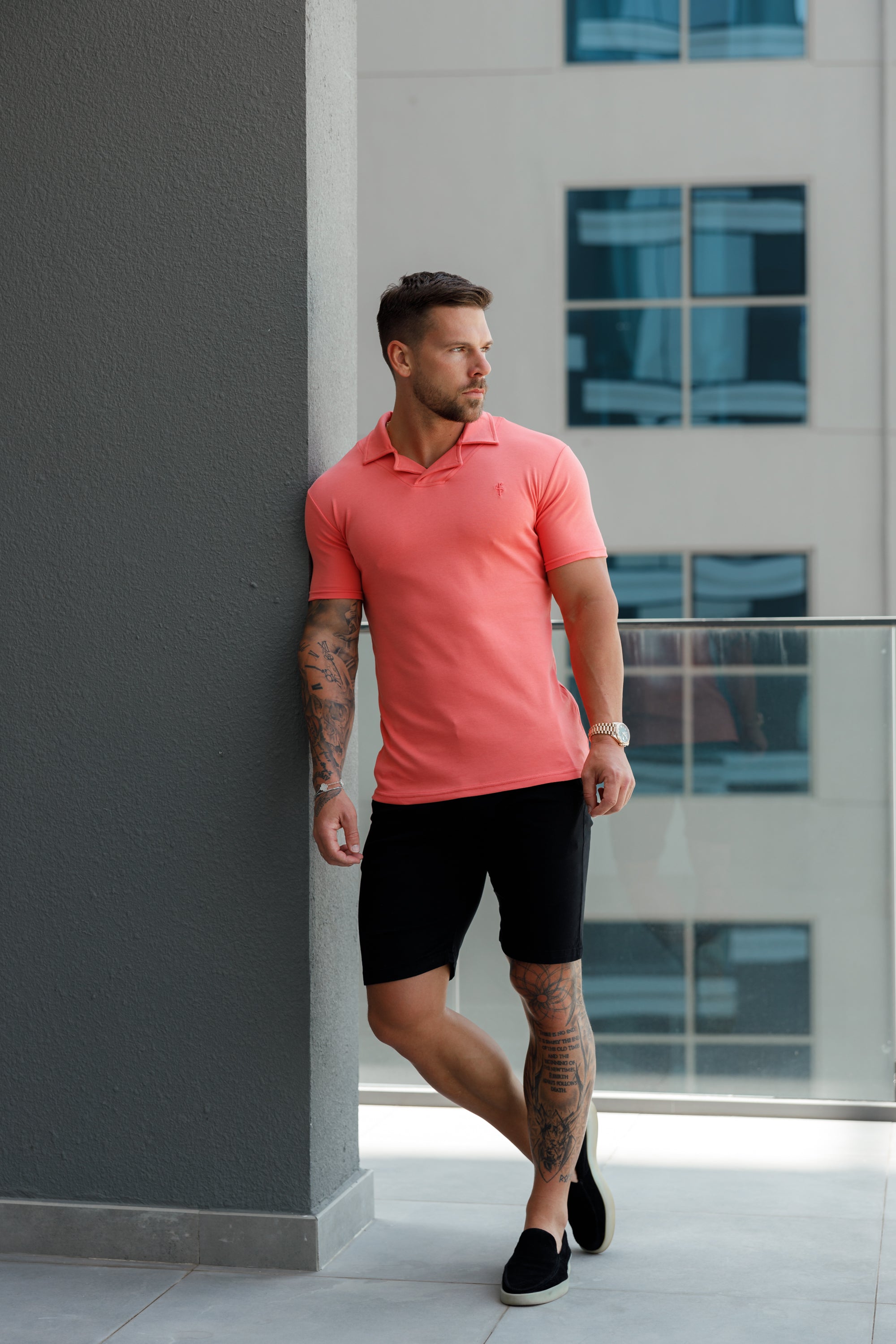 Classic Coral Polo Shirt With Revere Collar - FSH1066