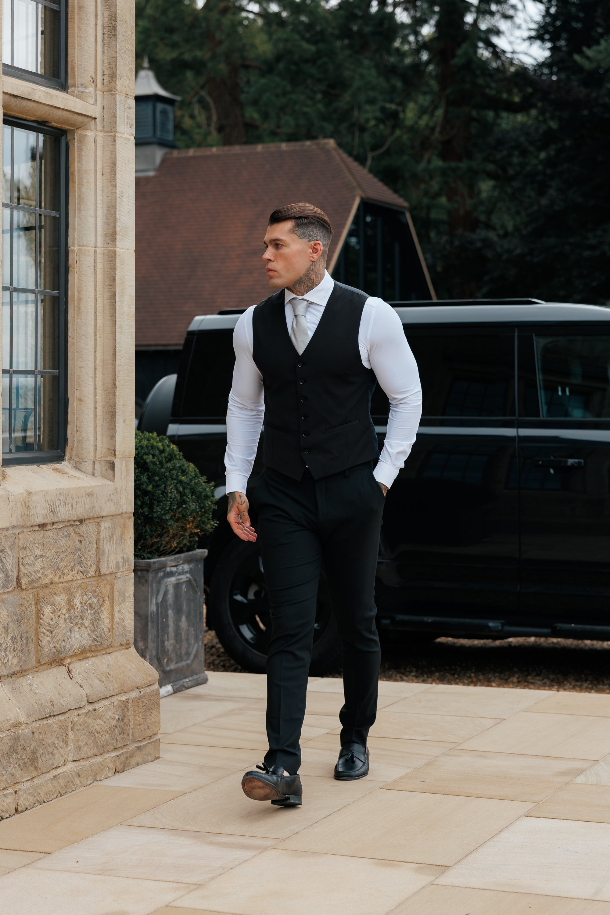 Relaxed Formal Black Stretch Trousers - FSTR020 RELAXED