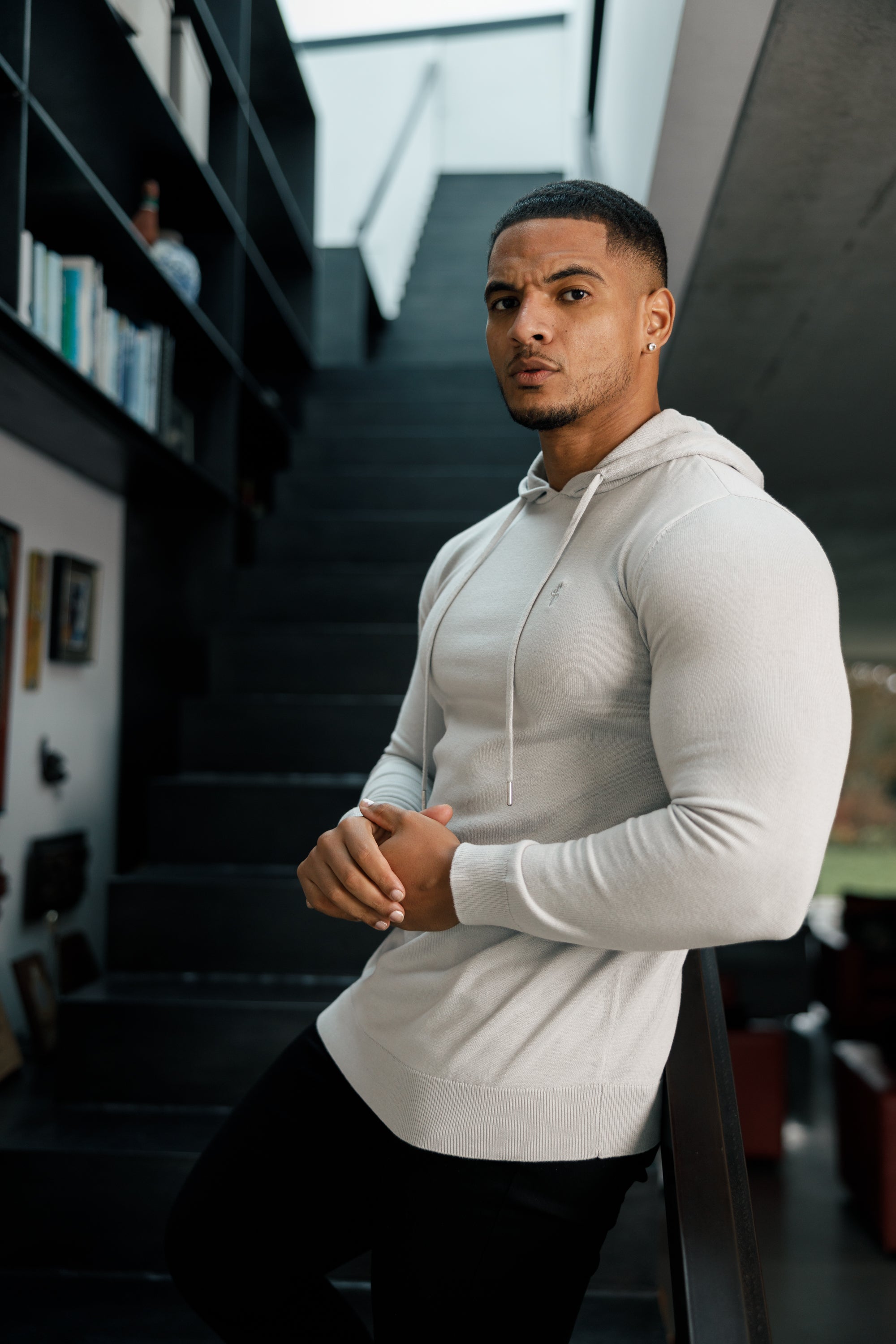 Silver Grey Knitted Overhead Hoodie - FSN117