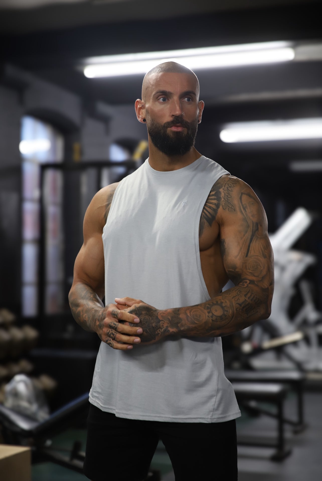 Classic Bamboo Dropped Armhole Light Grey Vest - FSH893