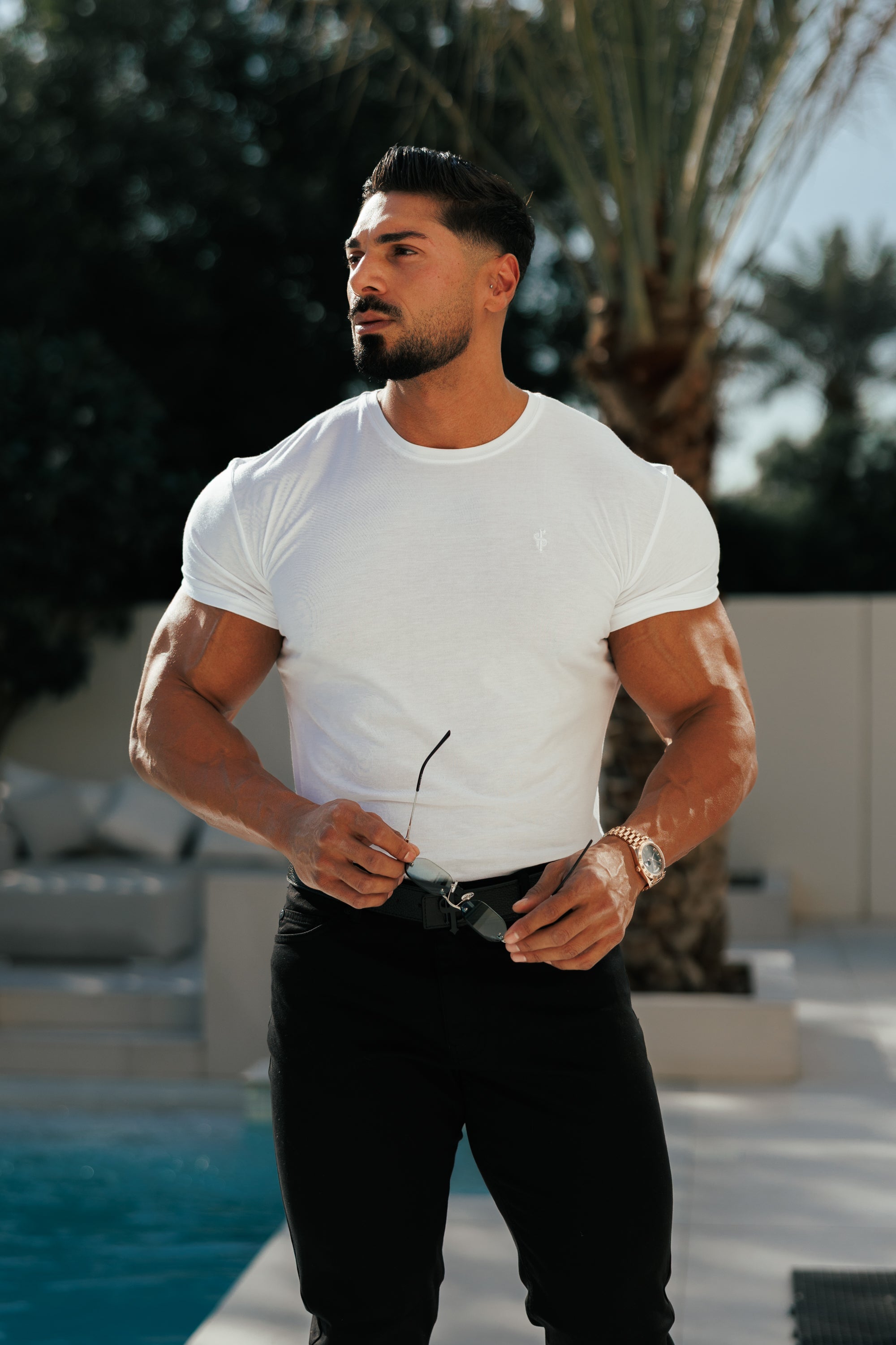 White Bamboo Crew T Shirt - FSH576