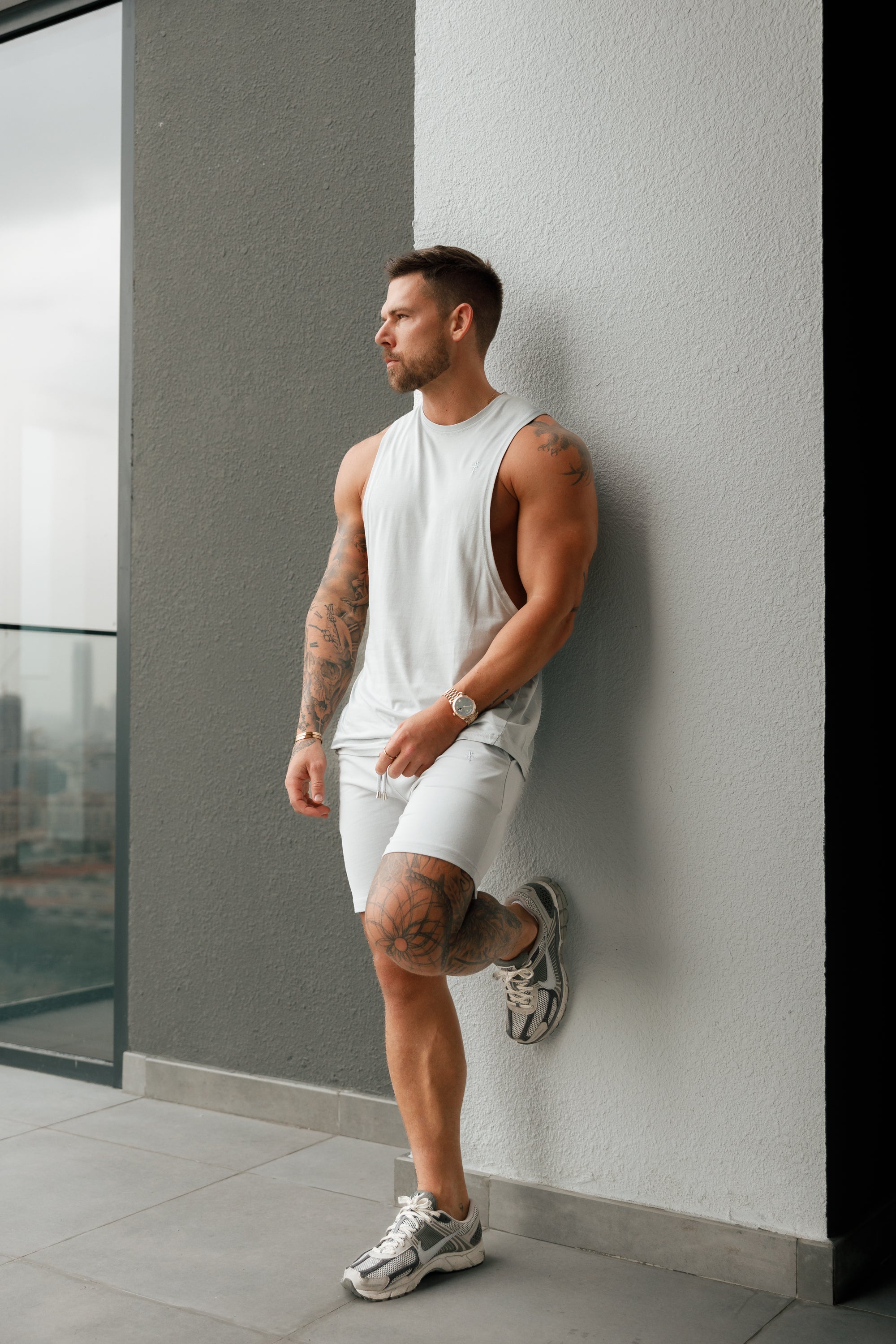 Classic Bamboo Dropped Armhole Light Grey Vest - FSH893