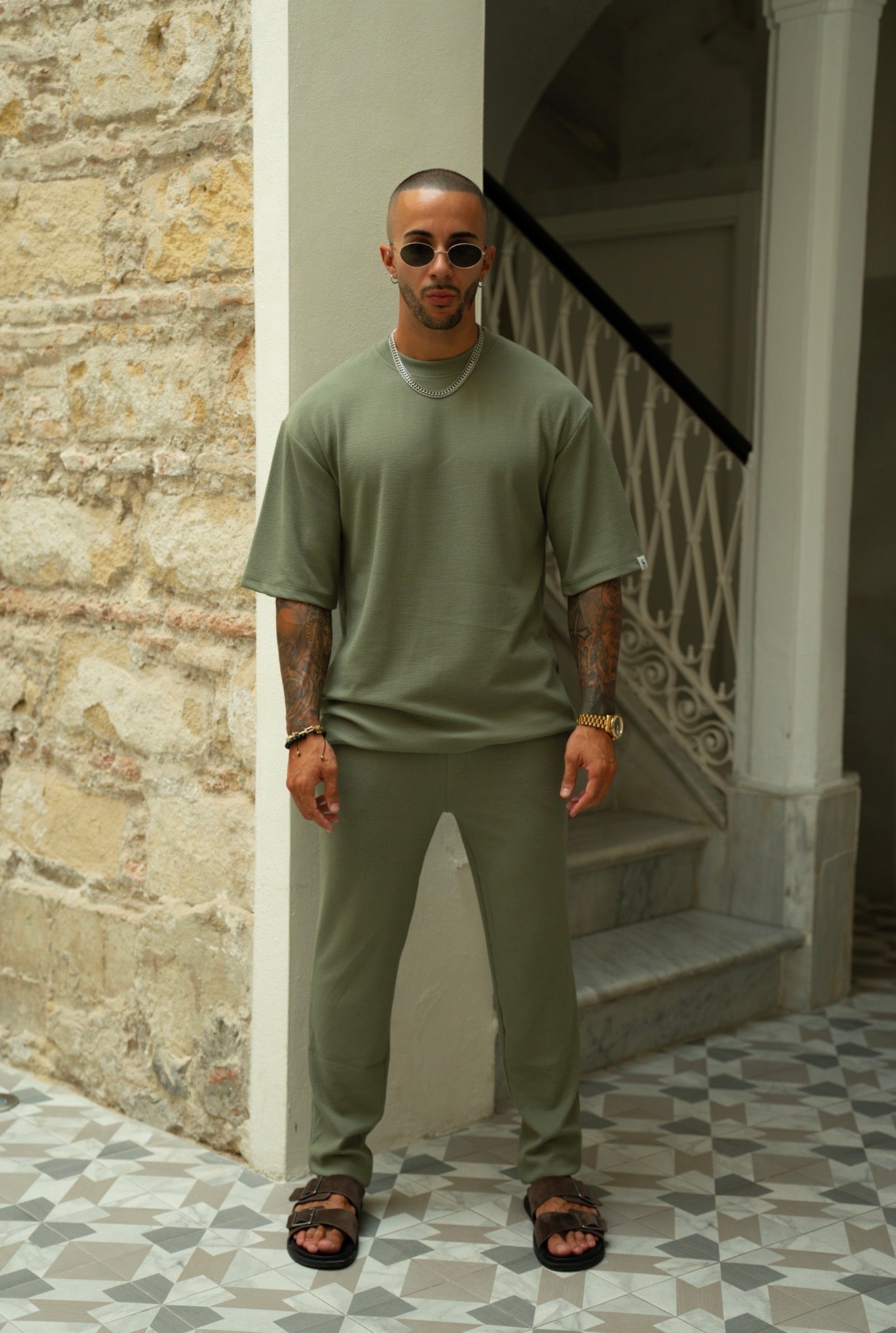 Jersey Cord Olive Oversized T-Shirt - FSR104