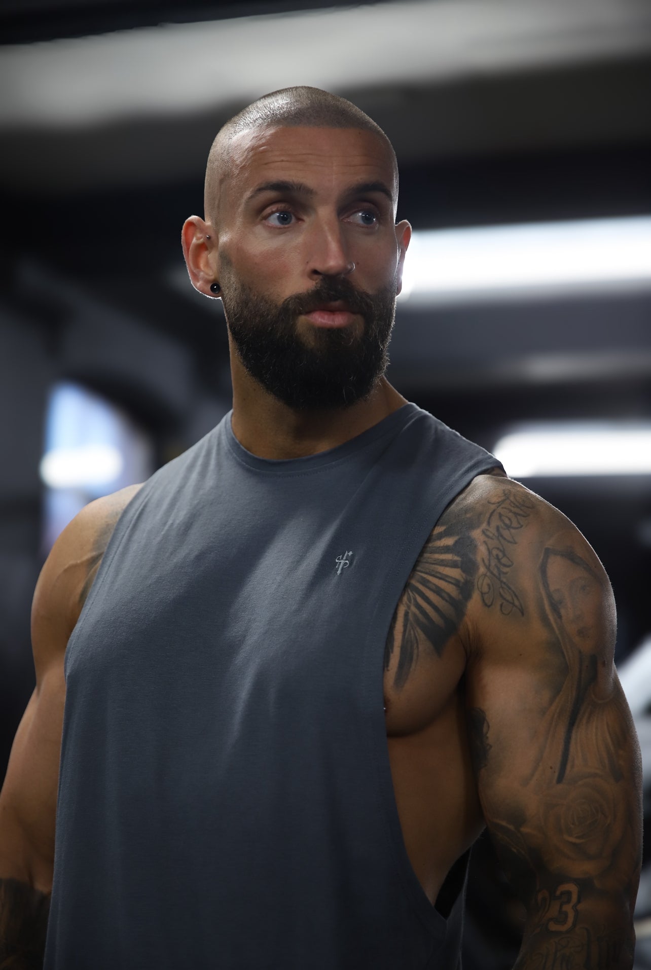 Classic Bamboo Dropped Armhole Dark Grey Vest - FSH894