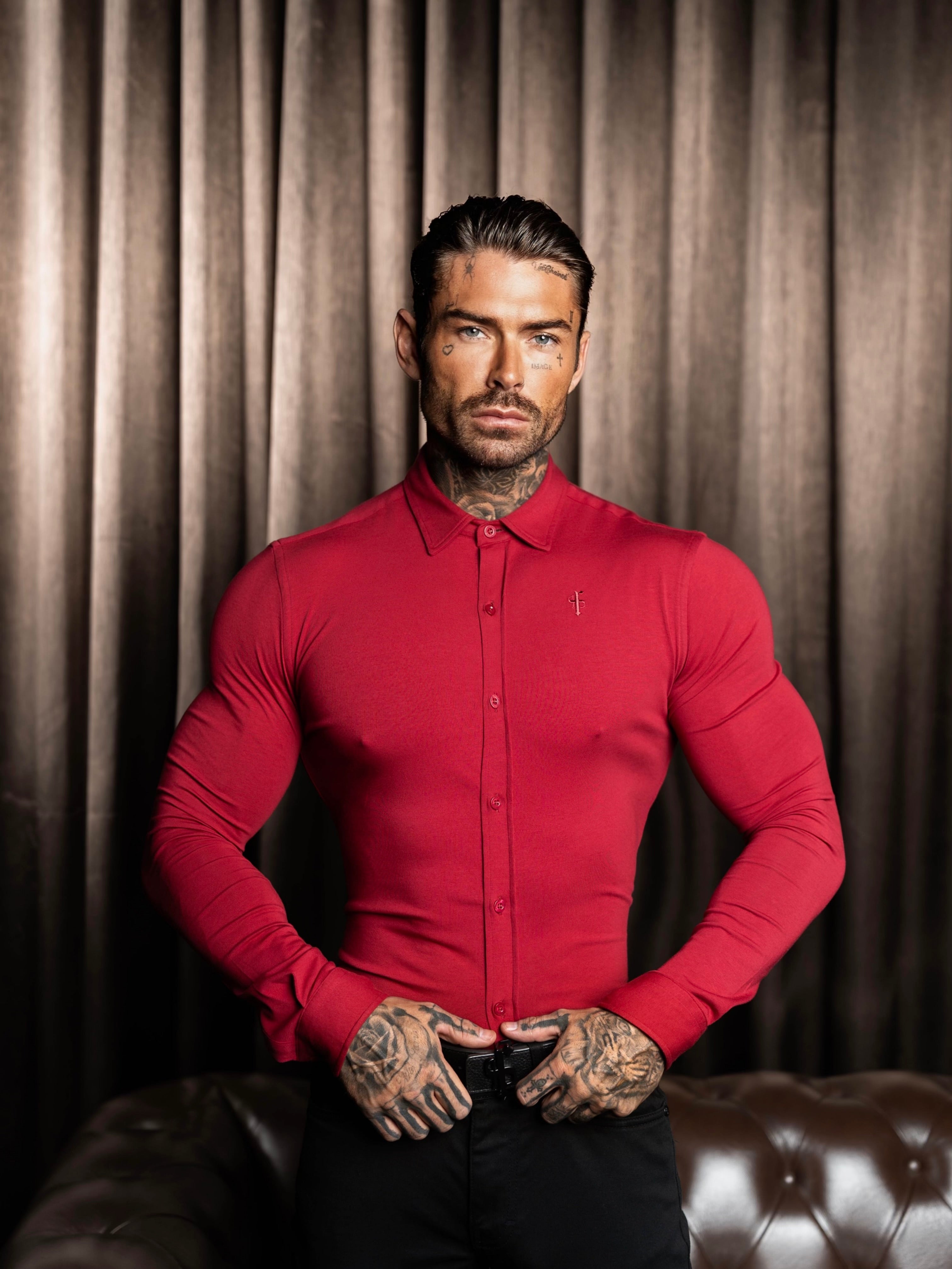 Fitted Ox Blood Long Sleeve Jersey - FSD002