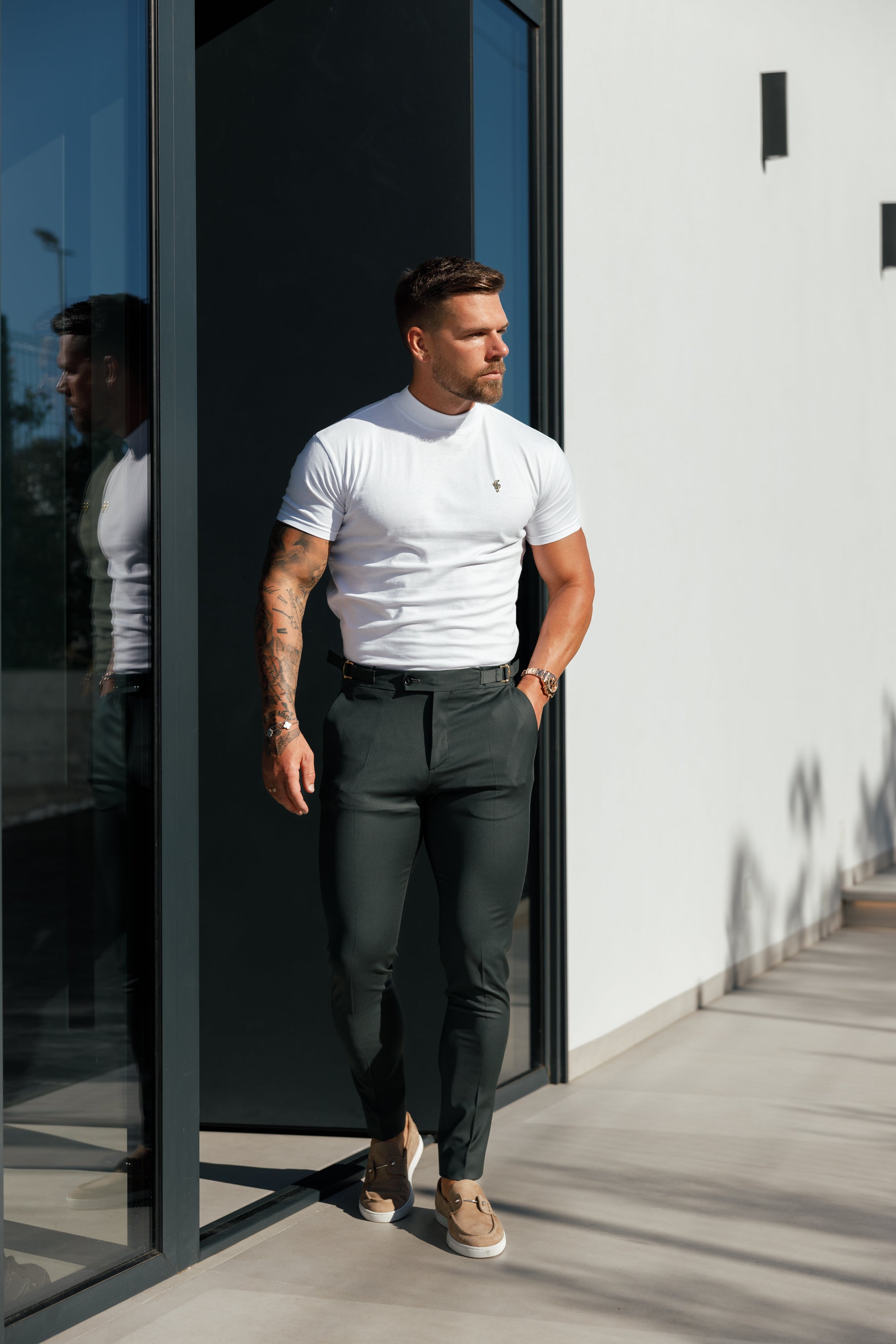 Slim Formal Deep Green Stretch Trousers with Side Adjusters - FST032