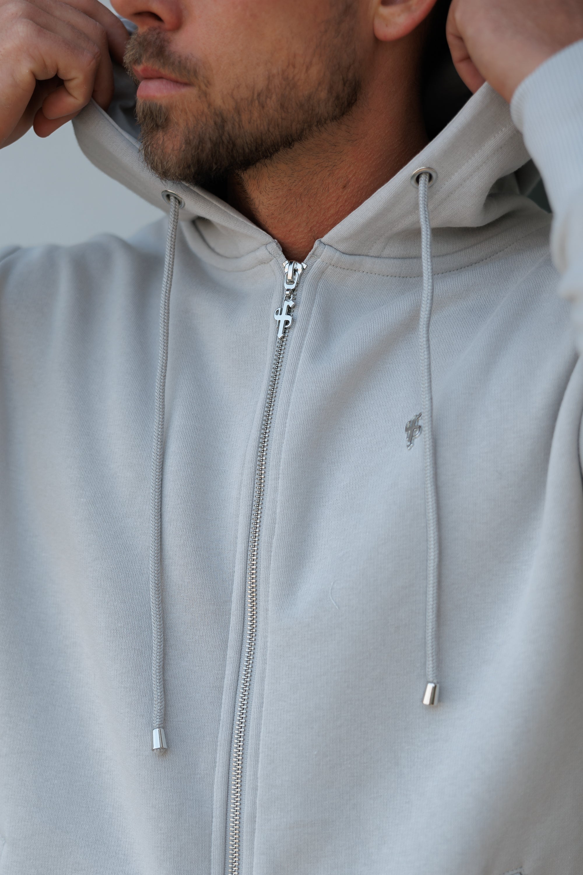 Light Grey / Silver Full Zip Hoodie with Pockets - FSH1250