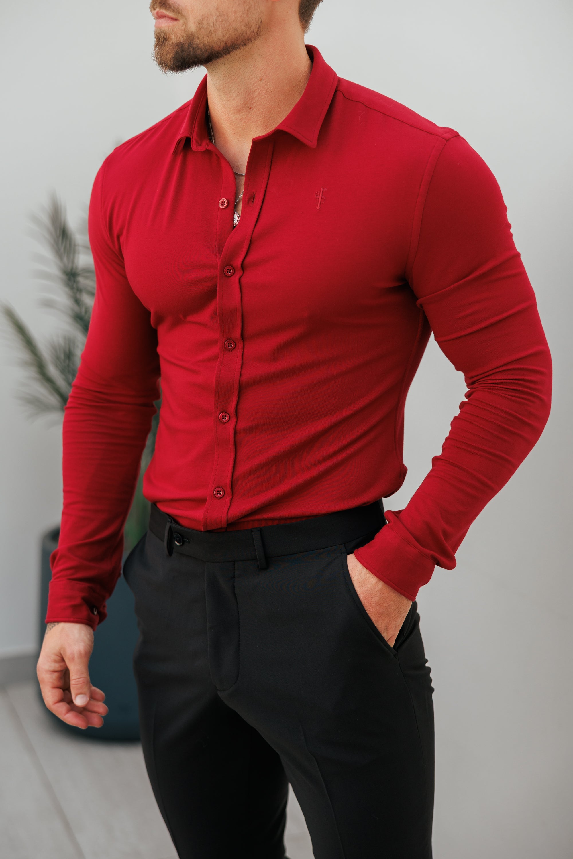 Fitted Ox Blood Long Sleeve Jersey - FSD002