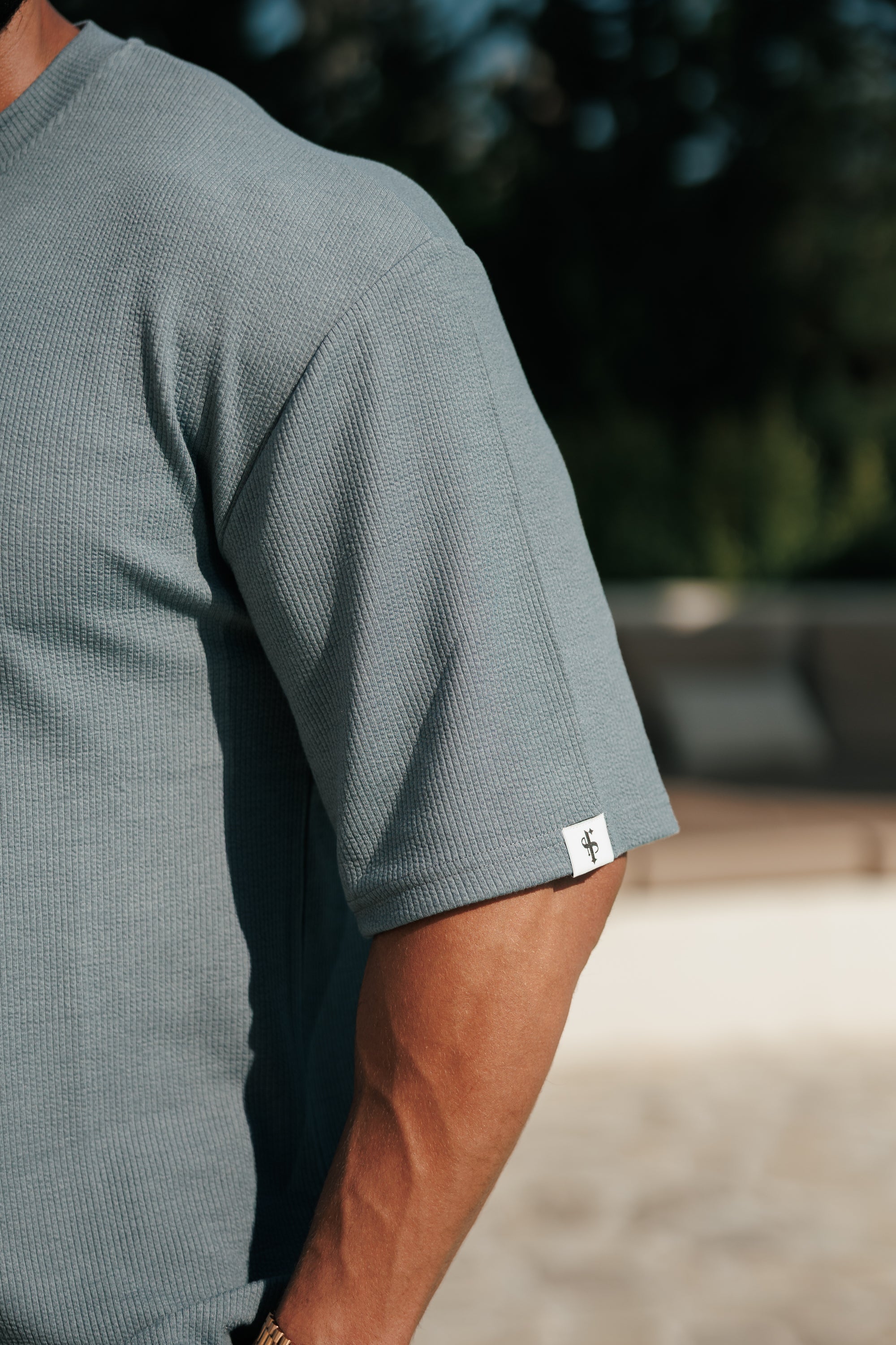 Jersey Cord Gunmetal Oversized T-Shirt - FSR108
