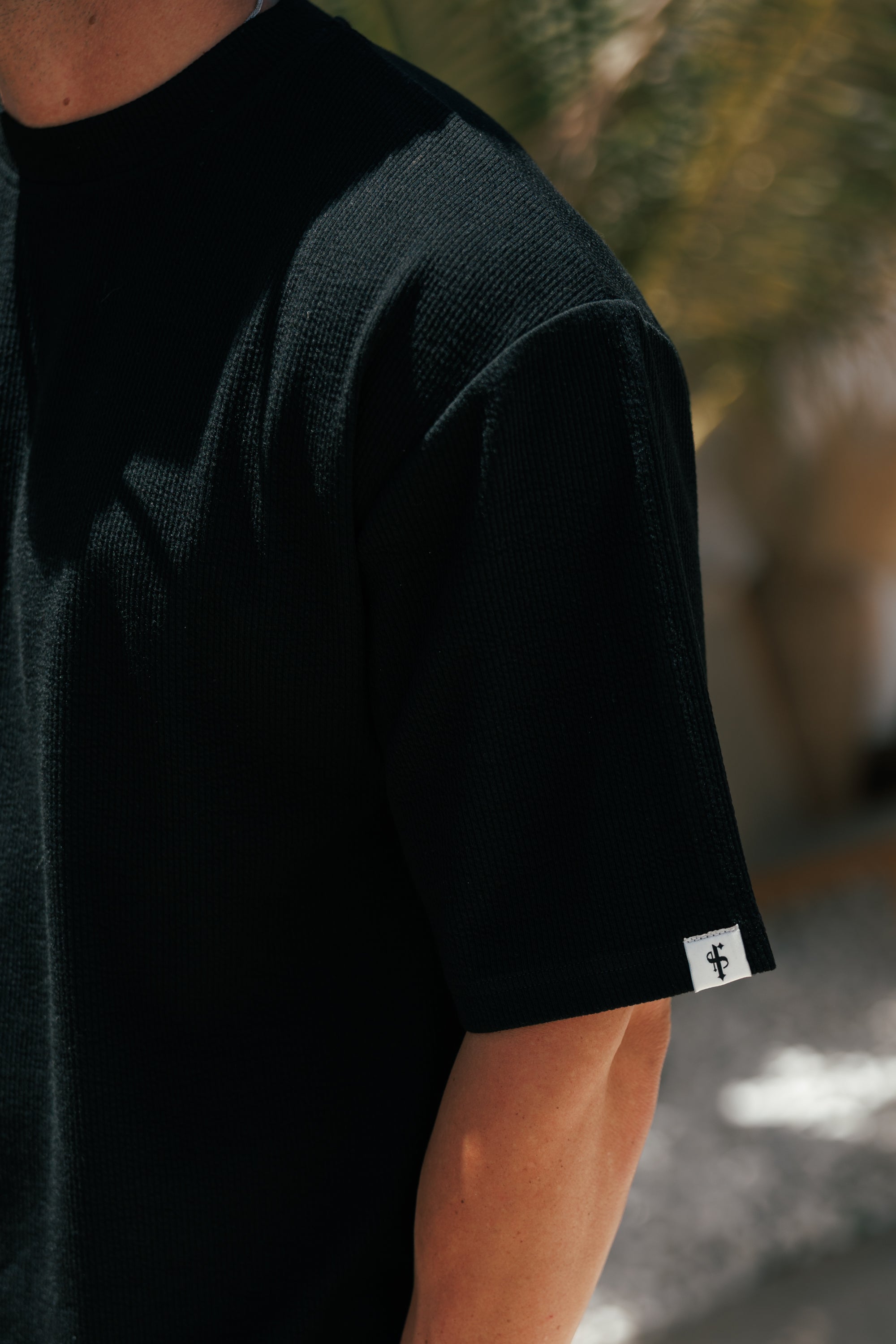 Jersey Cord Black Oversized T-Shirt - FSR102