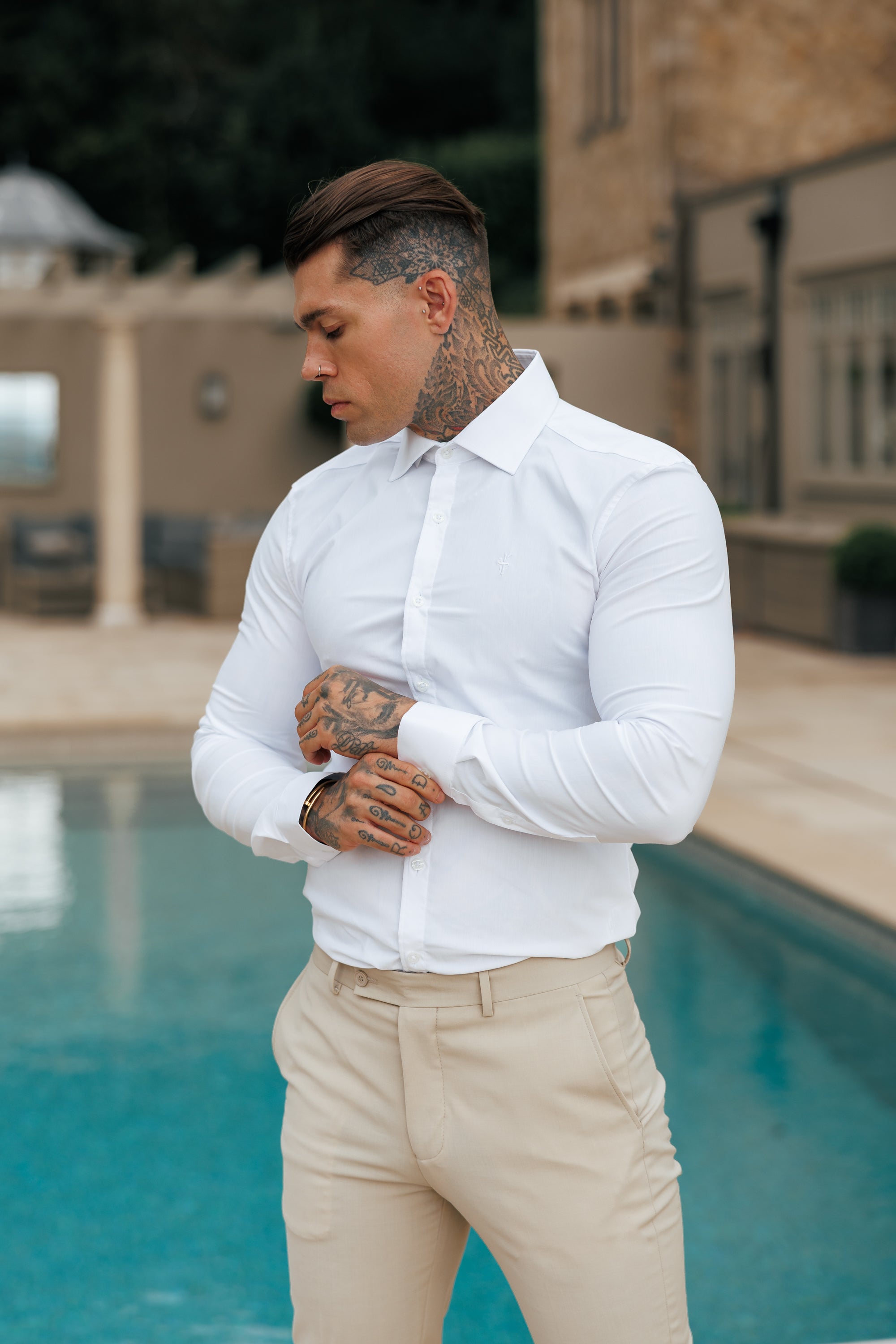 Super Slim Stretch Classic White with Cutaway Collar - FS1183