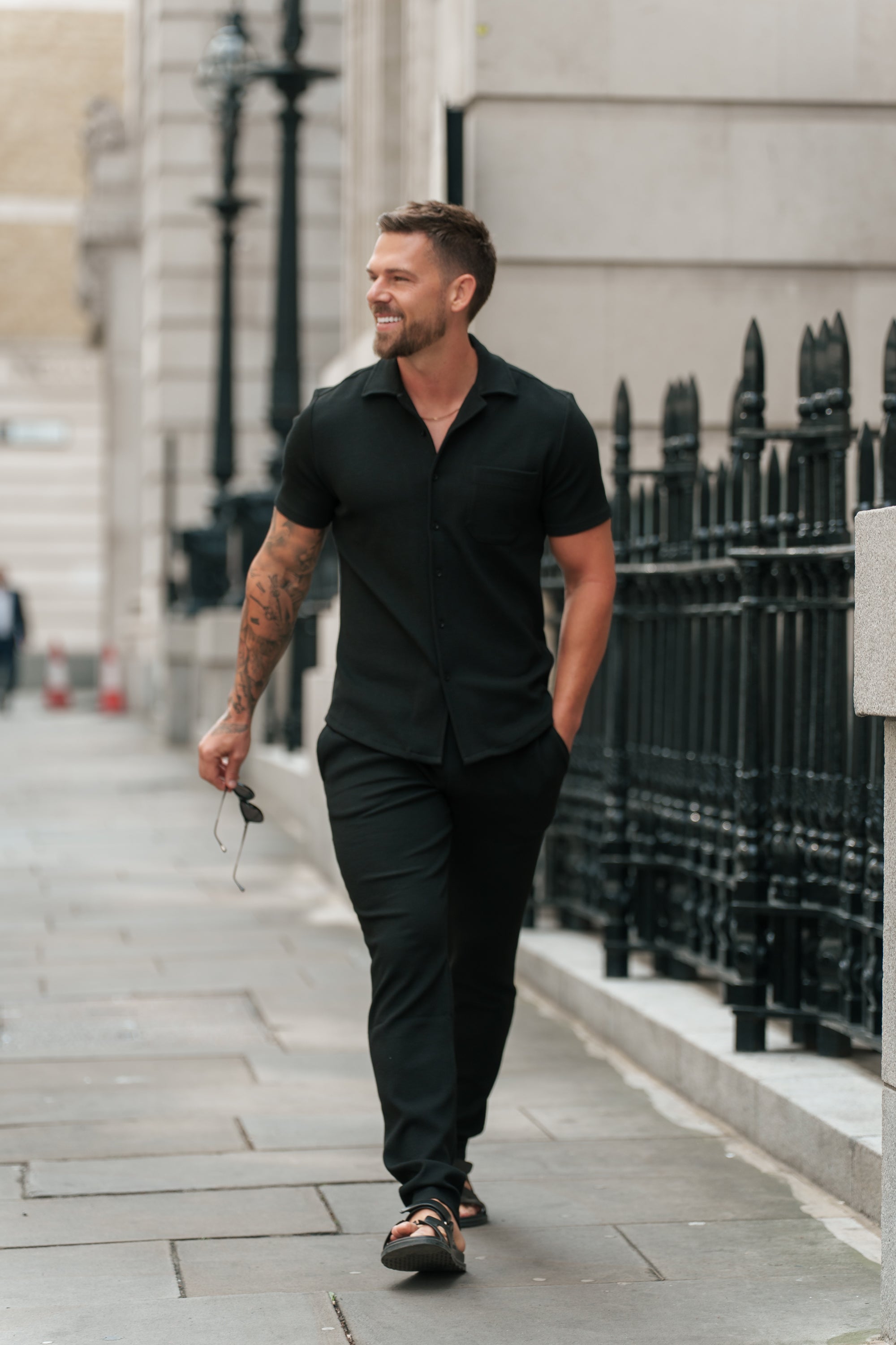 Jersey Cord Slim Black Trousers - FSR016