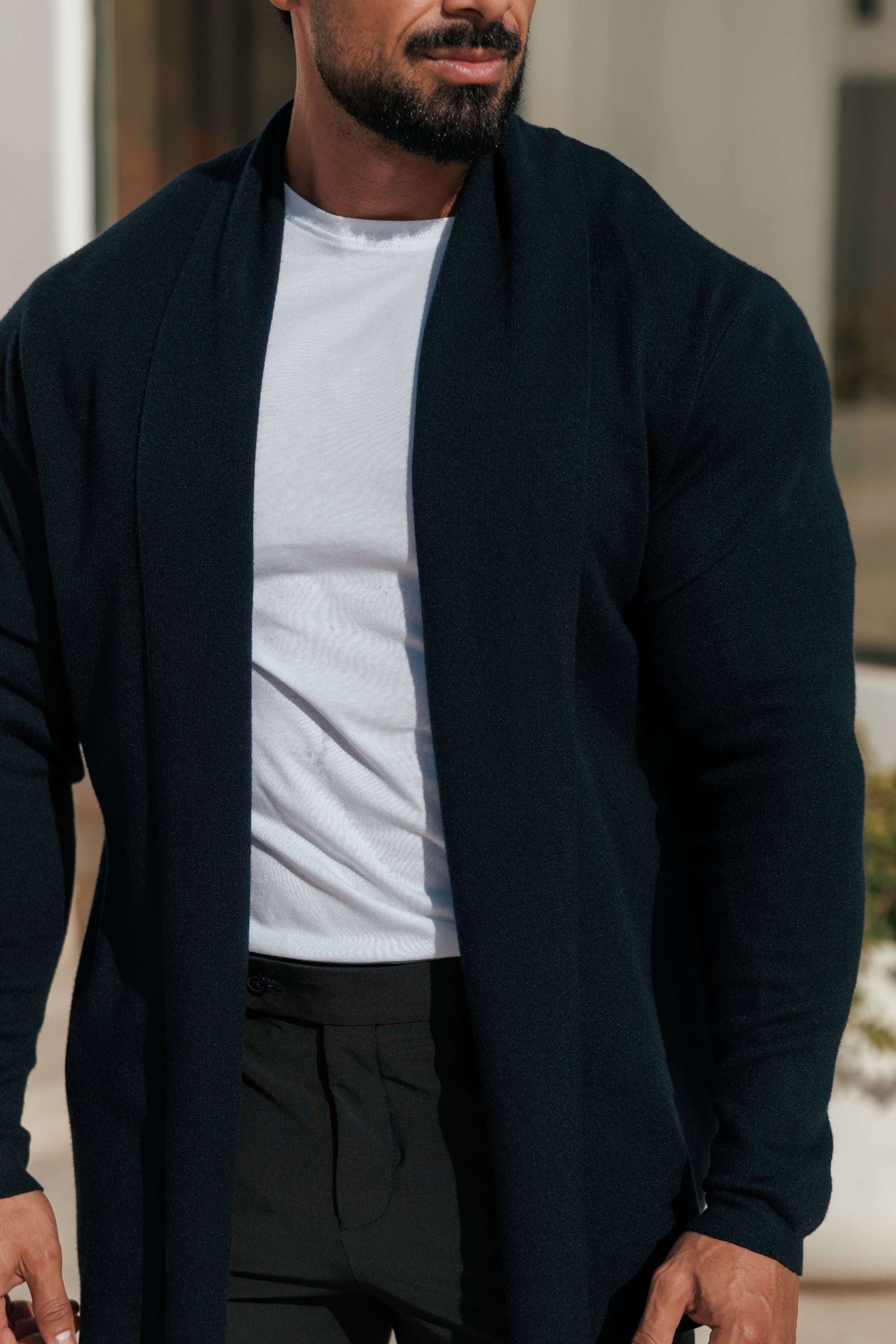 Soft Touch Shawl Cardigan Navy - FSA002