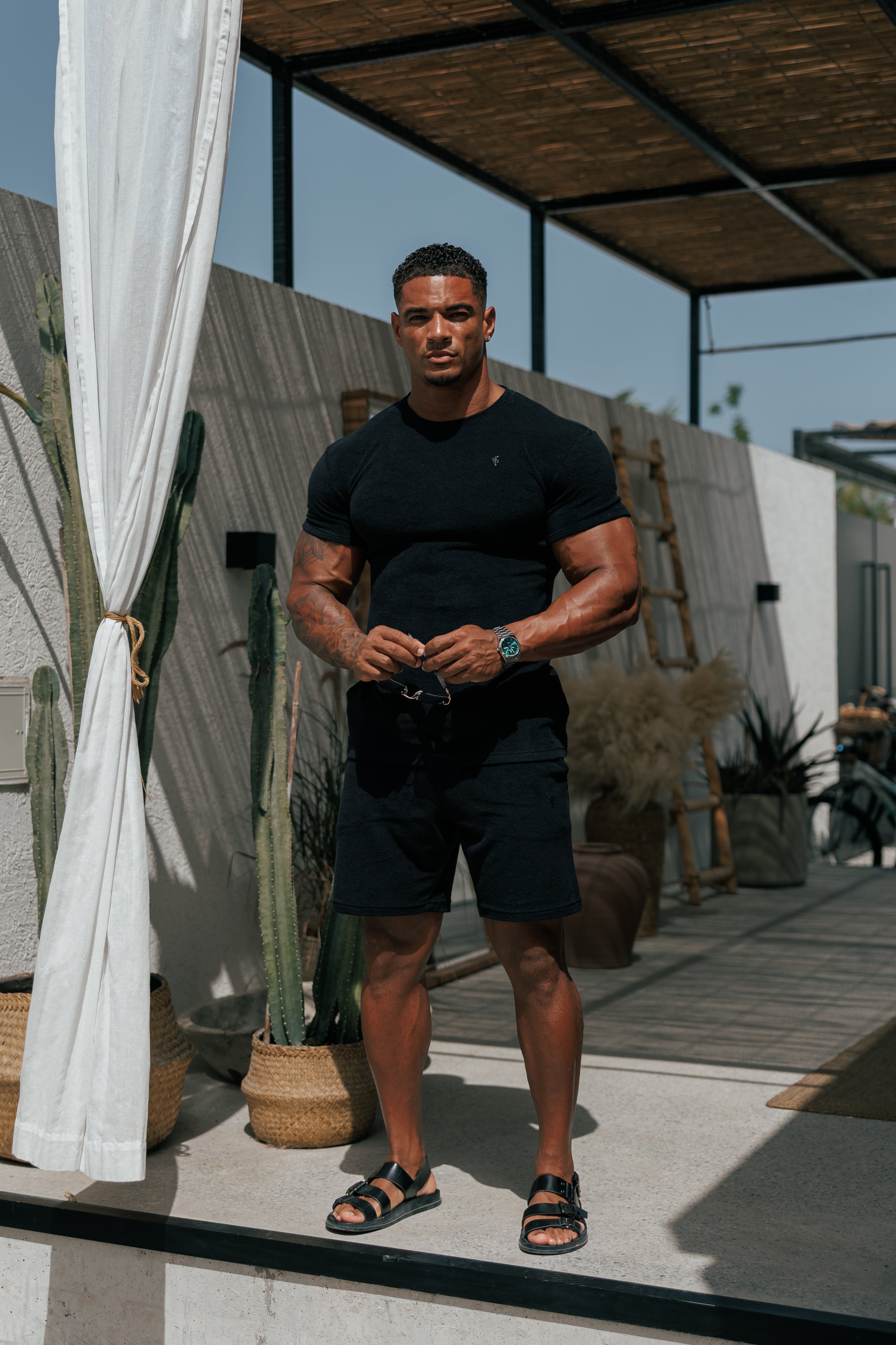 Black Towelling Shorts - FSH817