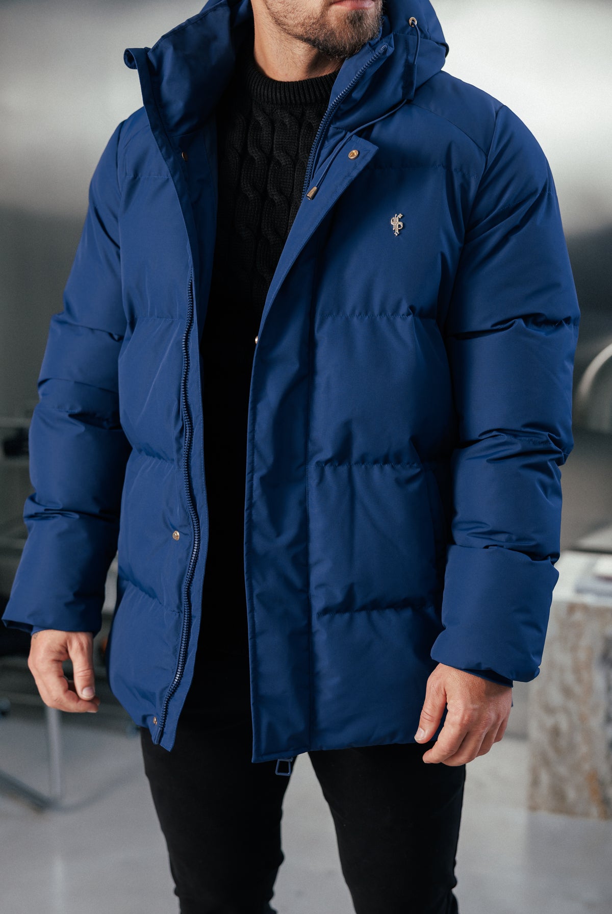 Navy Padded Coat with Hood - FSN238 (PRE ORDER 24TH OCTOBER)