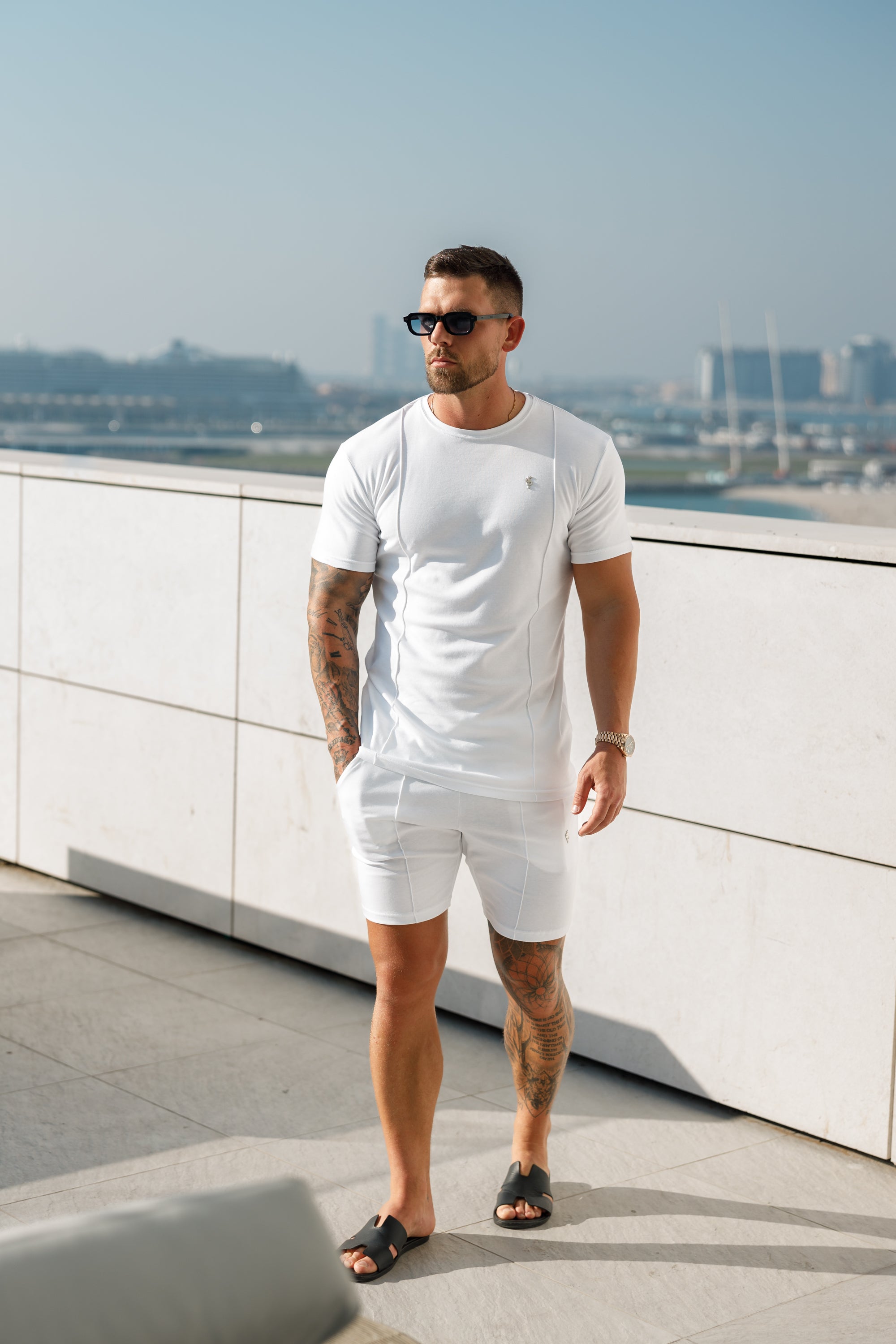 White / Silver Elasticated Drawstring Pintuck Shorts - FSH1054