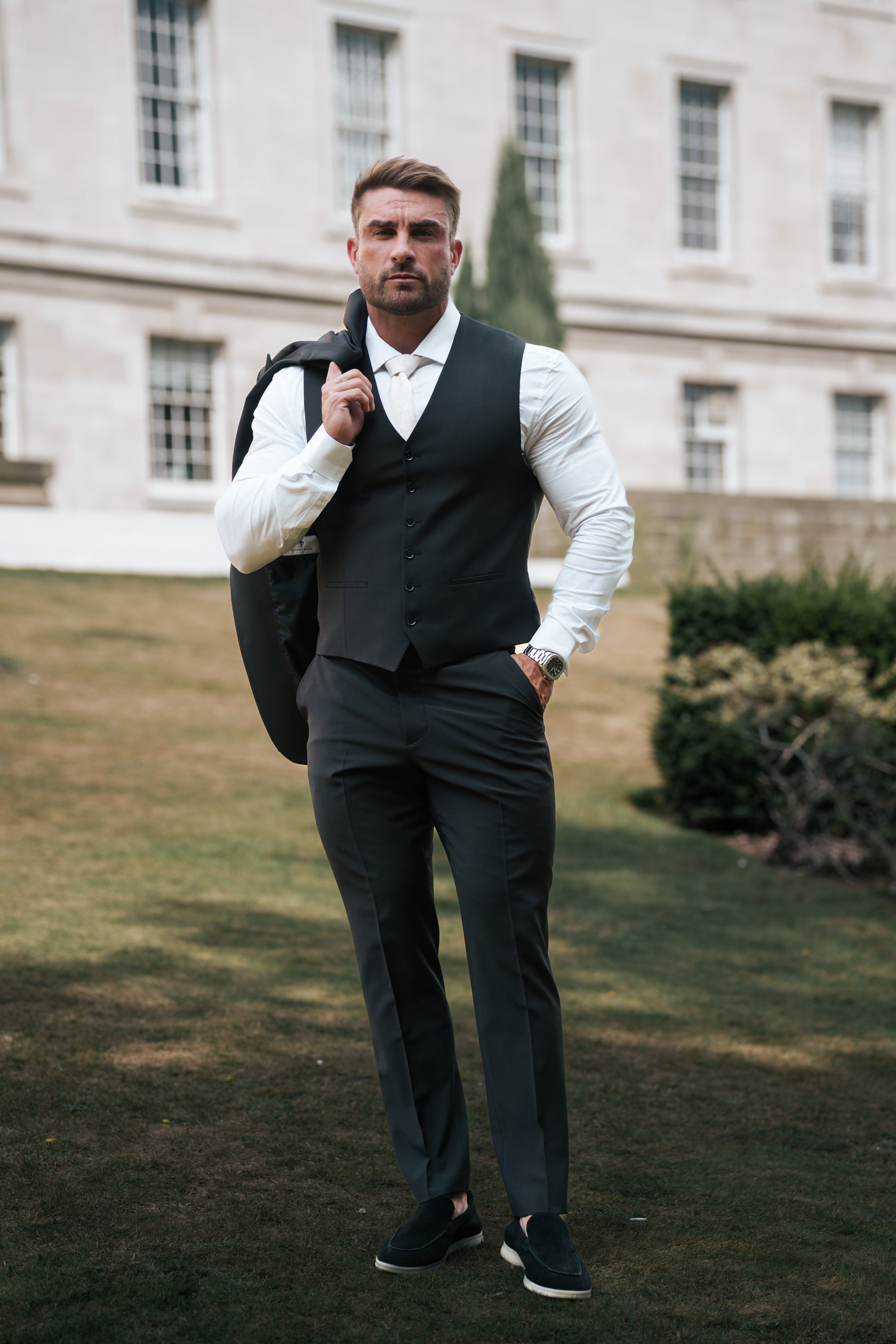 Relaxed Formal Black Stretch Trousers - FSTR020 RELAXED