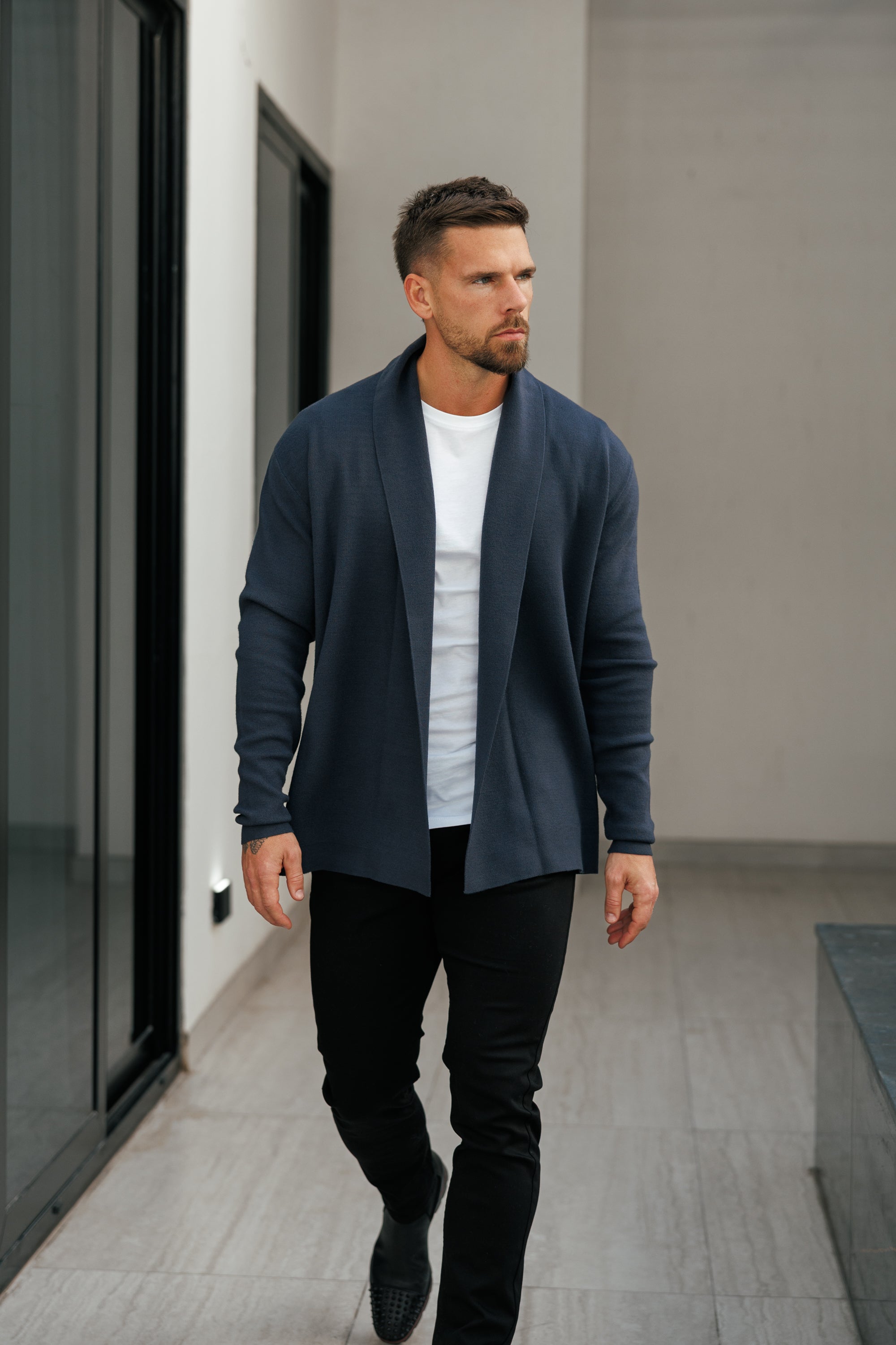 Soft Touch Shawl Cardigan Charcoal - FSA004