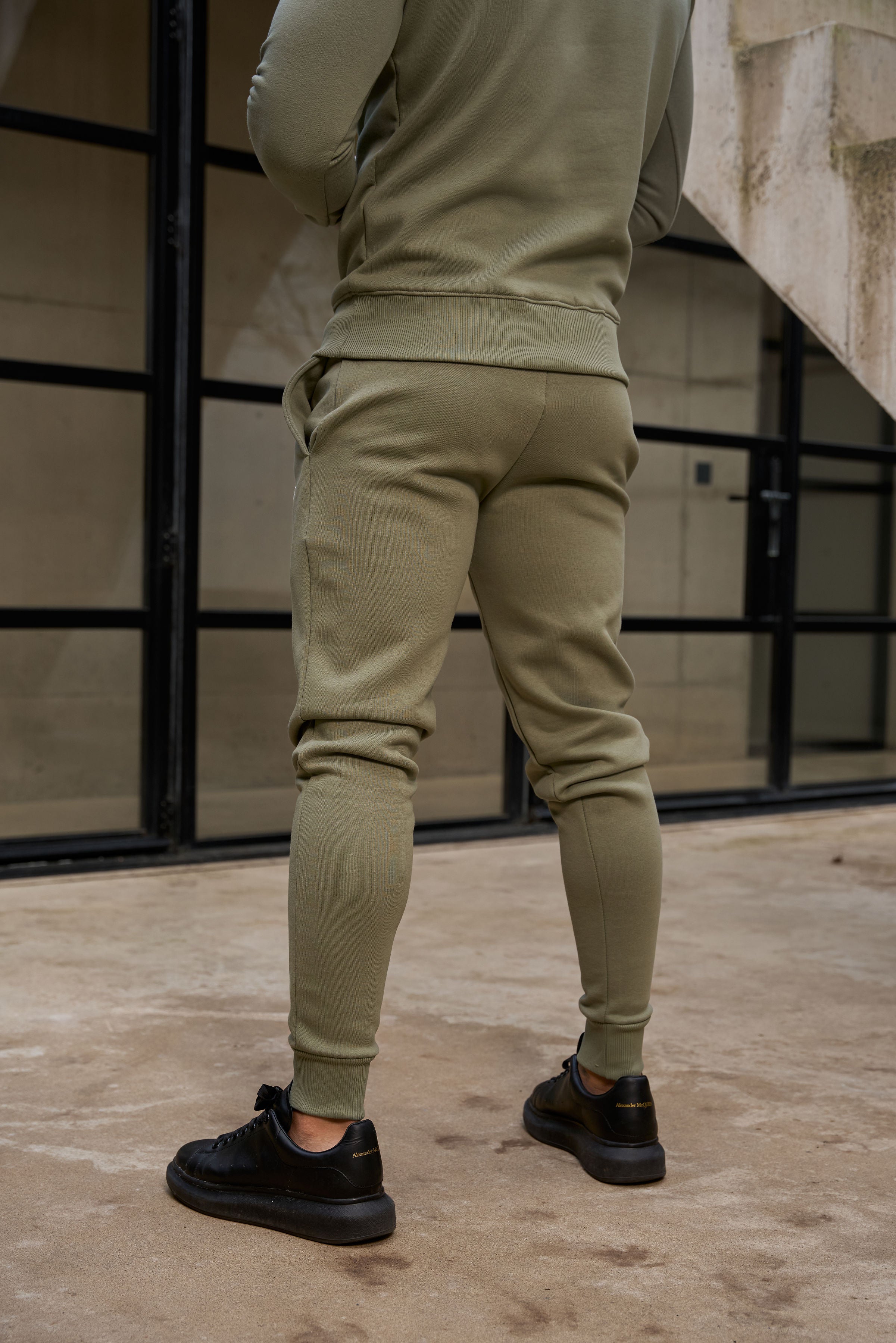 Plain Olive Tracksuit Bottoms with FS Branding - FSH1198