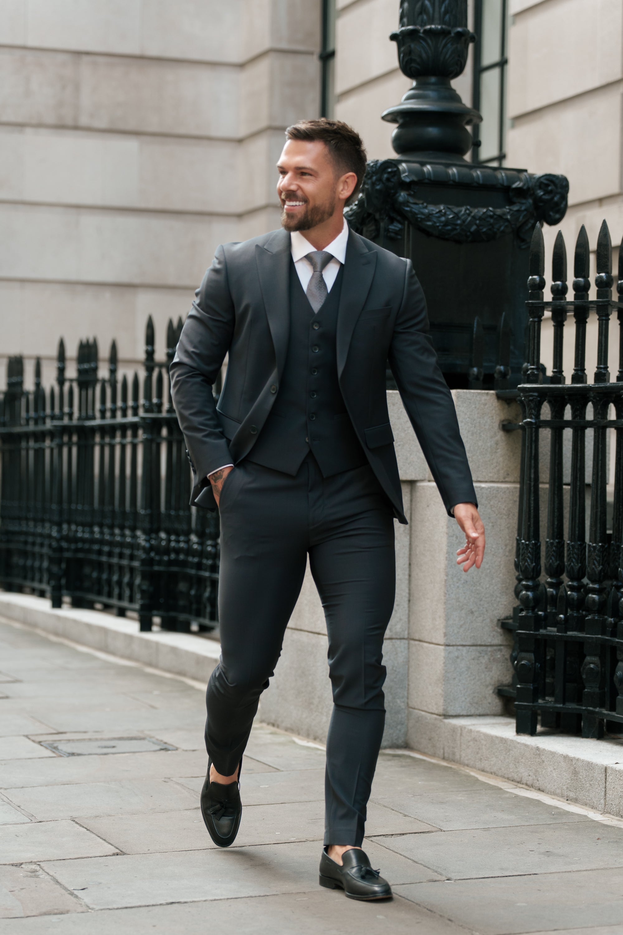 Slim Formal Suit Jacket Charcoal - FSJKT014