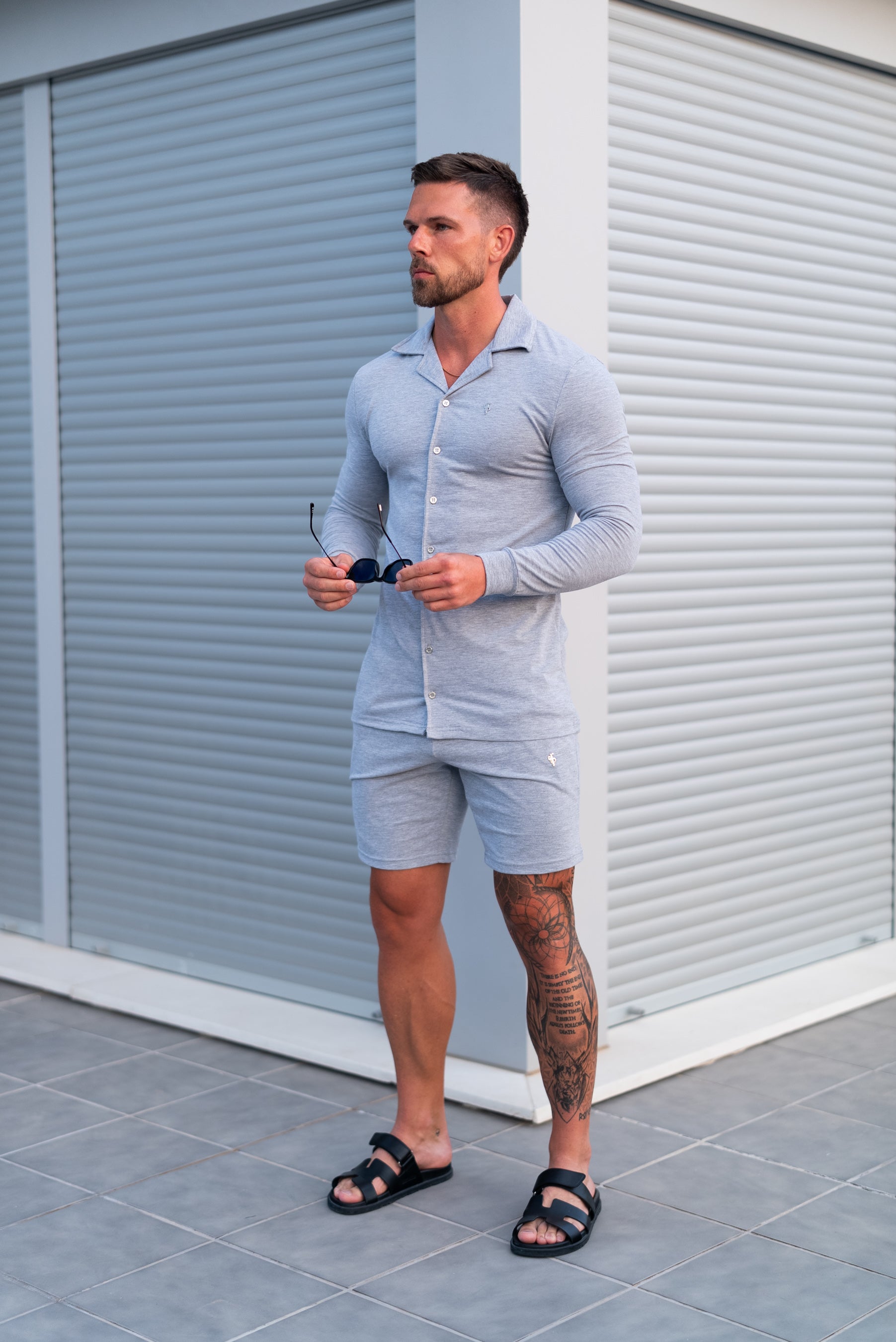 Light Grey Pique Shorts - FSH1361
