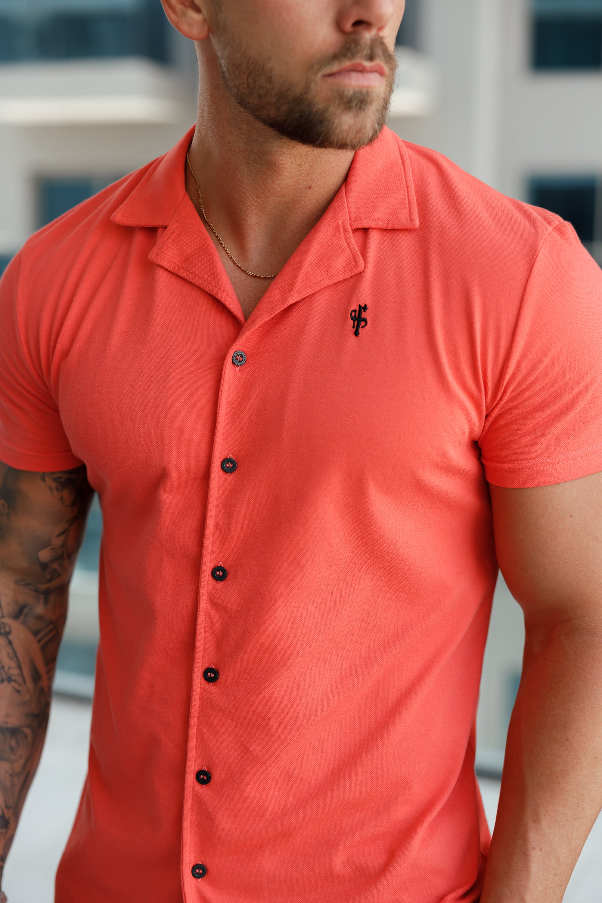 Stretch Coral Pique Revere Shirt Short Sleeve - FSH1080