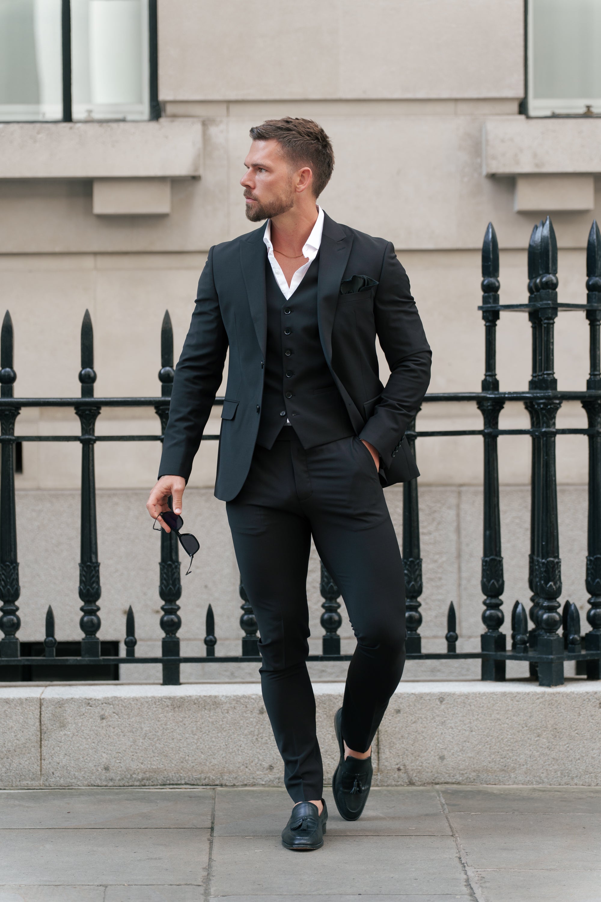 Slim Formal Black Stretch Trousers - FST037