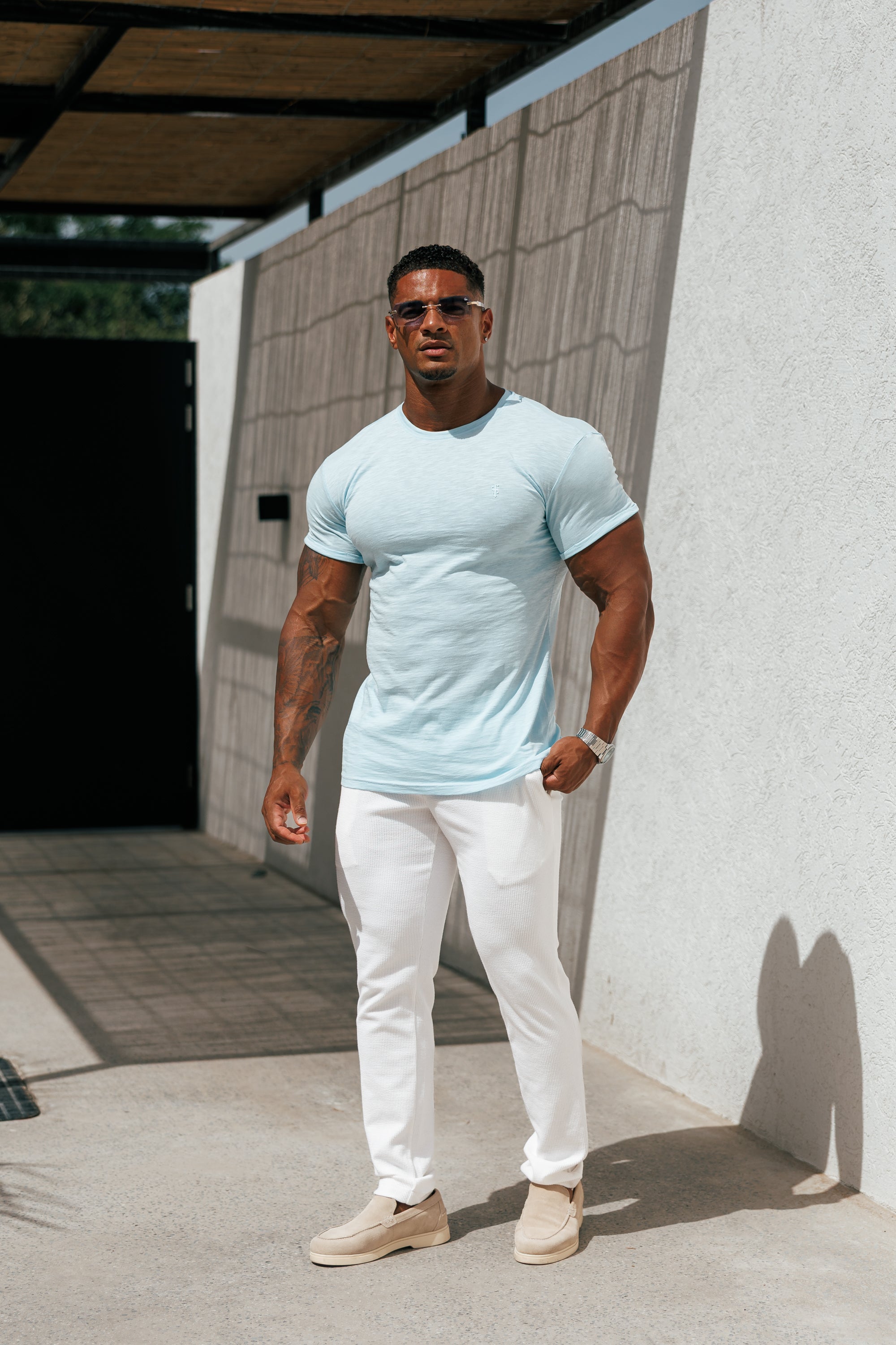 Jersey Cord Relaxed White Trousers - FSR013