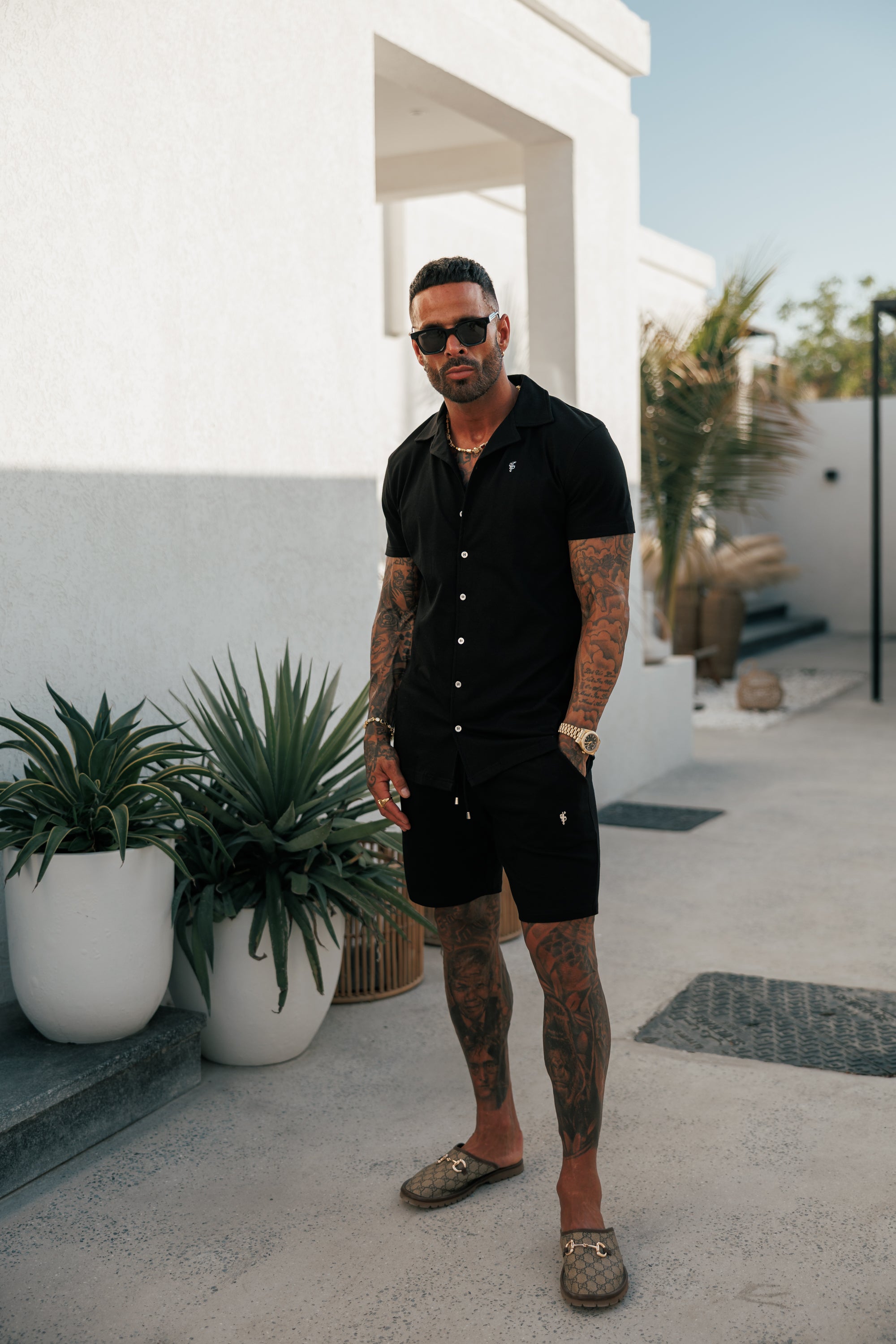 Black Pique Shorts - FSH1359