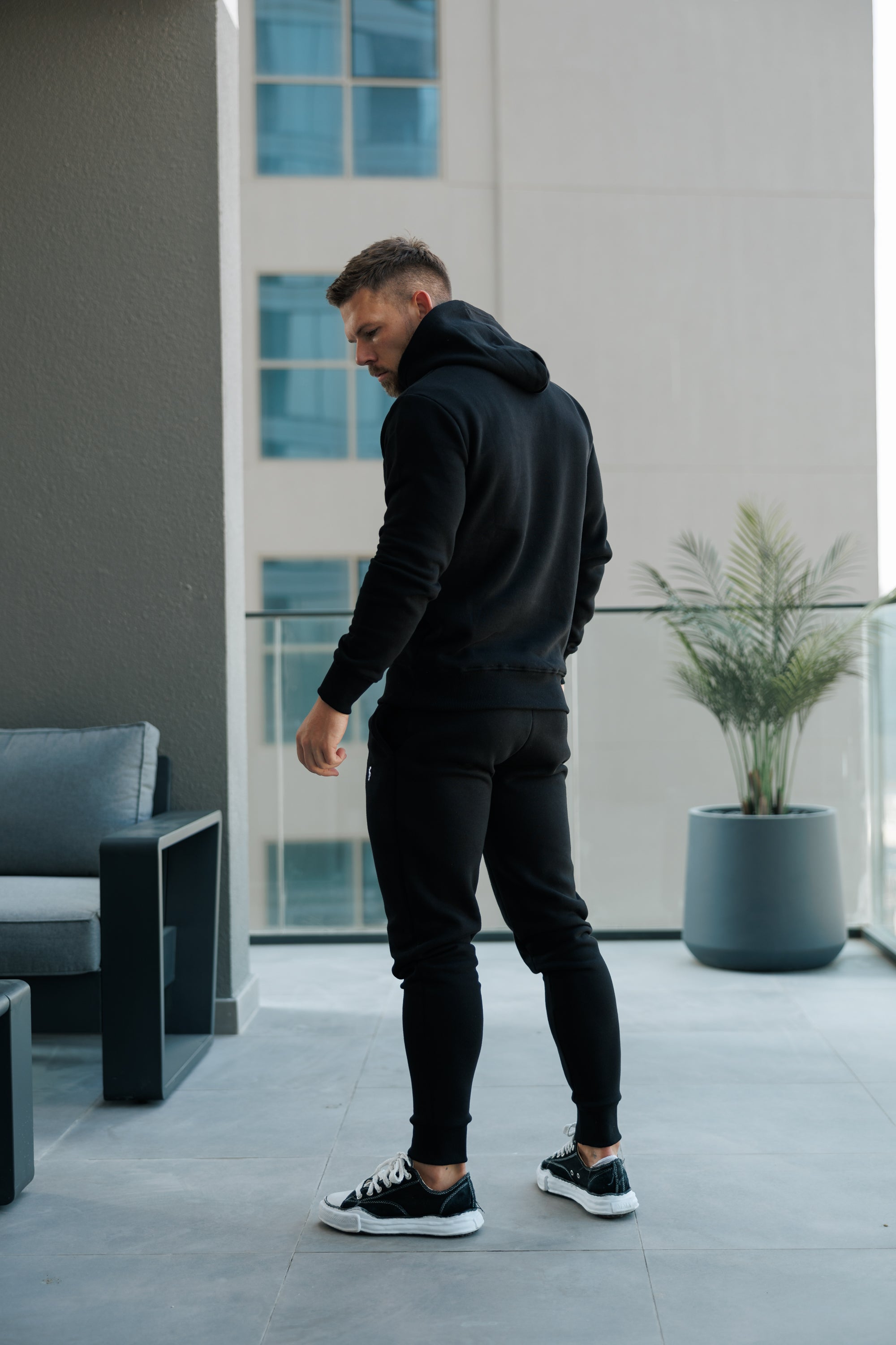 Plain Black Tracksuit Bottoms with FS Branding - FSH1195