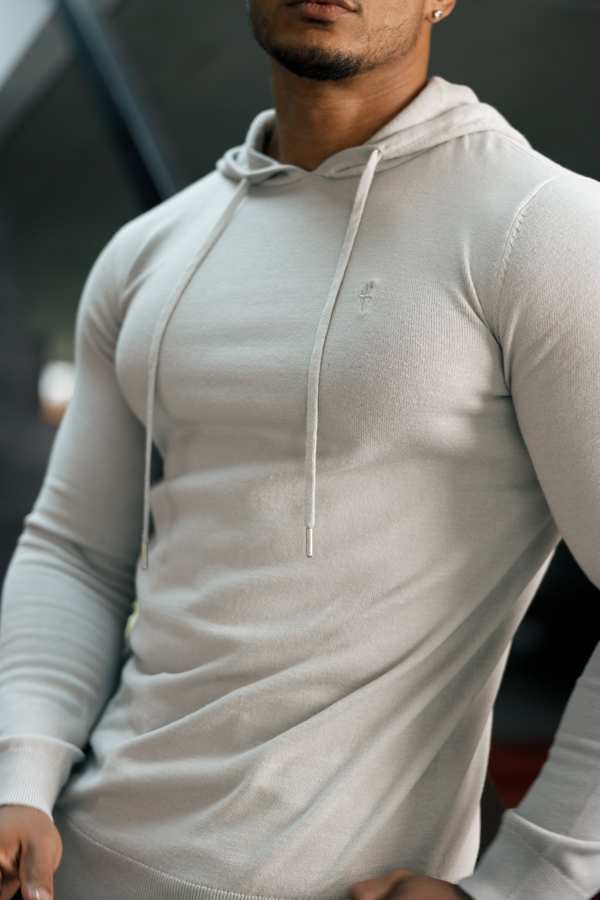 Silver Grey Knitted Overhead Hoodie - FSN117