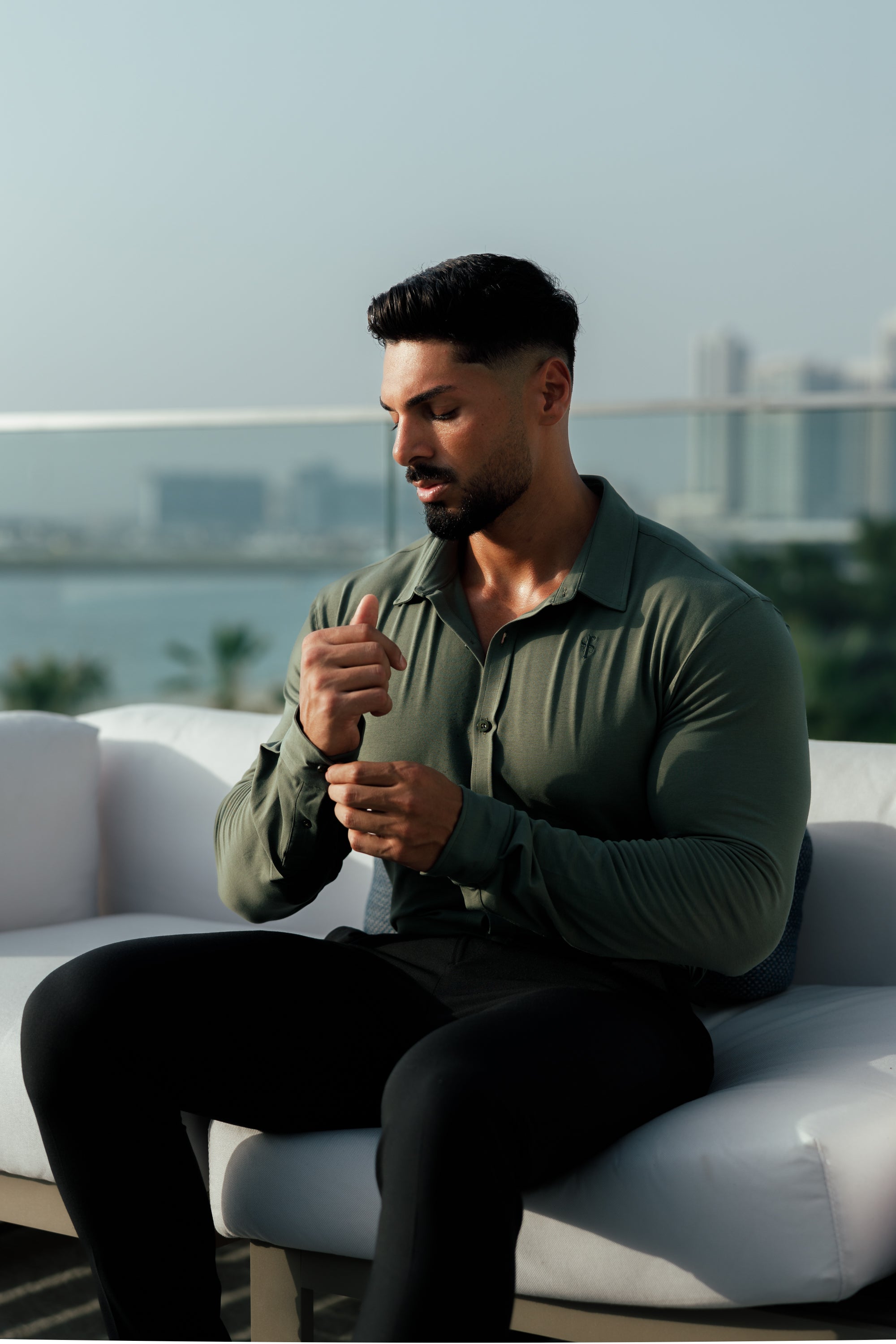 Fitted Khaki Long Sleeve Jersey - FSD003