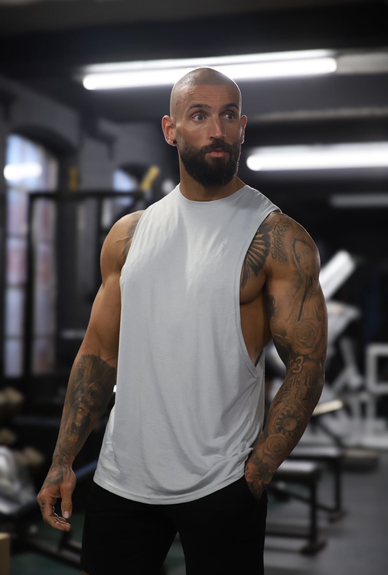 Classic Bamboo Dropped Armhole Light Grey Vest - FSH893