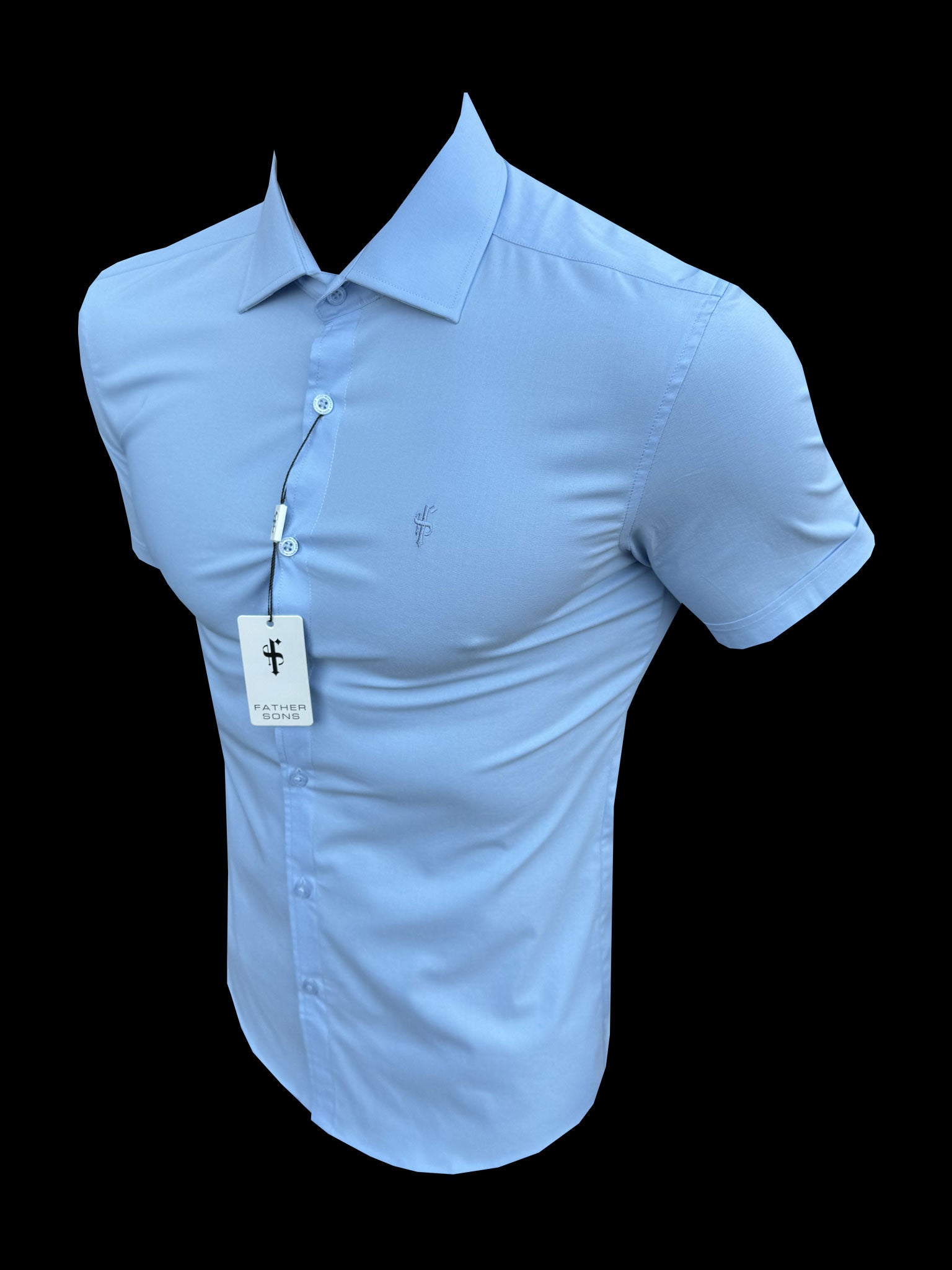 Muscle Fit Advanced Stretch Light Blue Short Sleeve with Cutaway Collar - FS1160