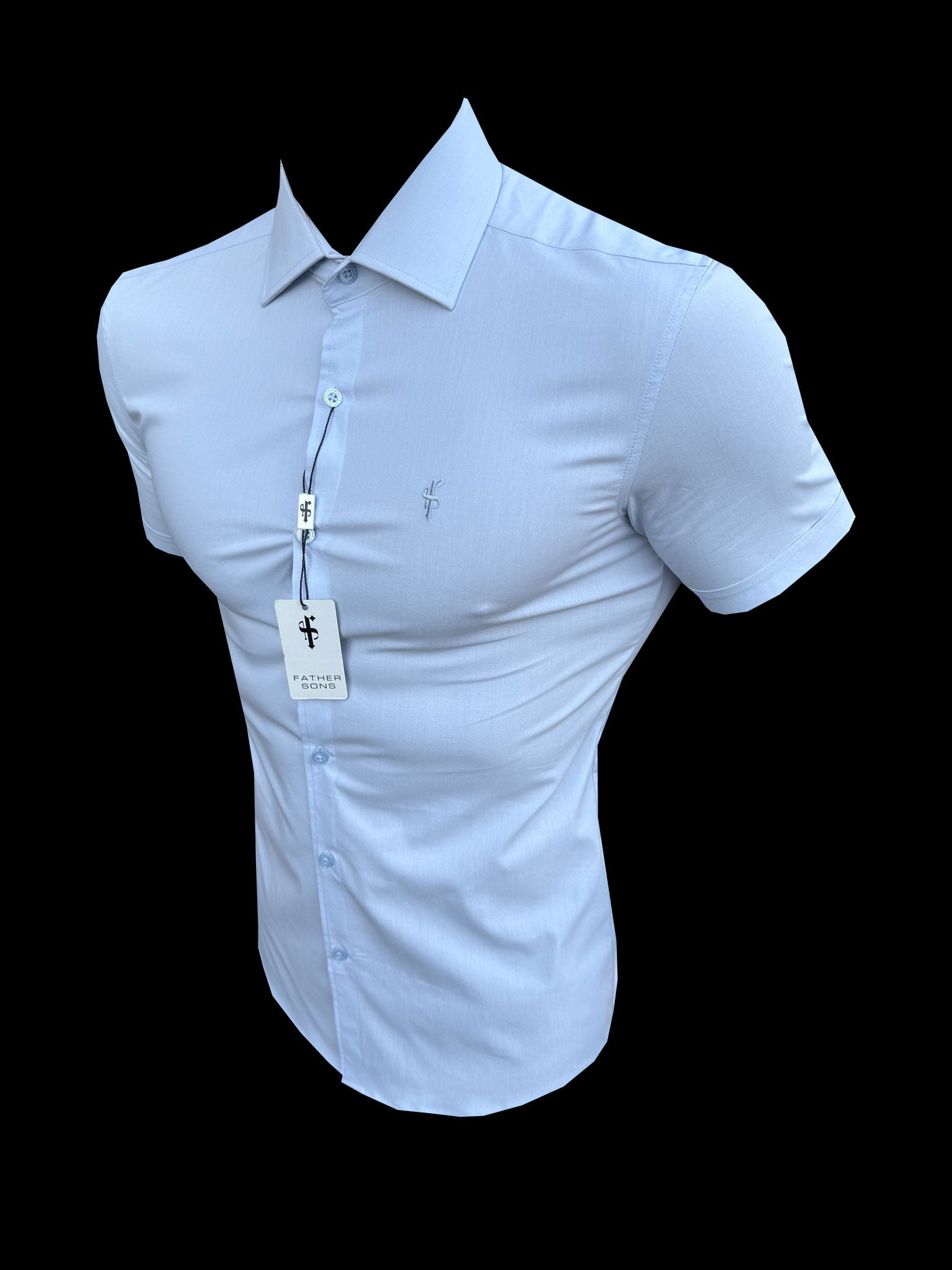 Muscle Fit Advanced Stretch Powder Blue Short Sleeve with Cutaway Collar - FS1162