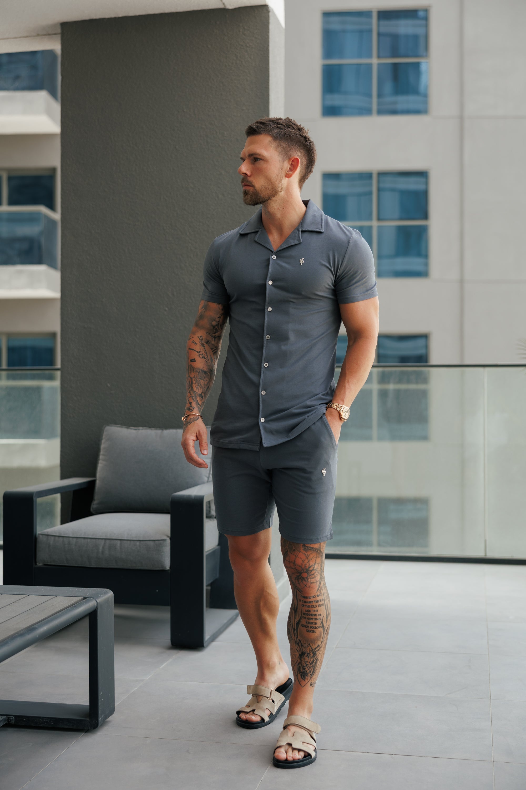 Charcoal Pique Shorts - FSH1363