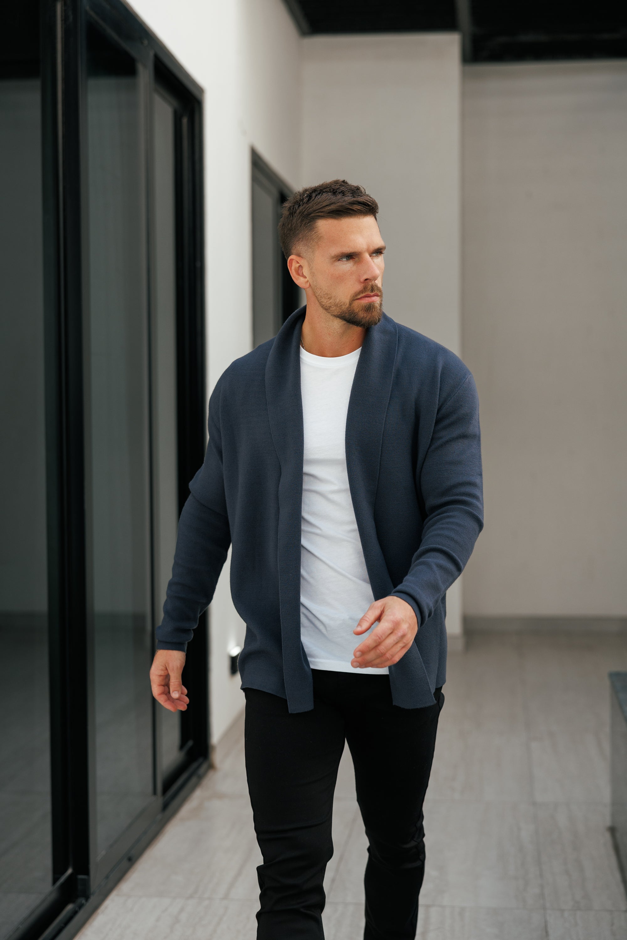 Soft Touch Shawl Cardigan Charcoal - FSA004