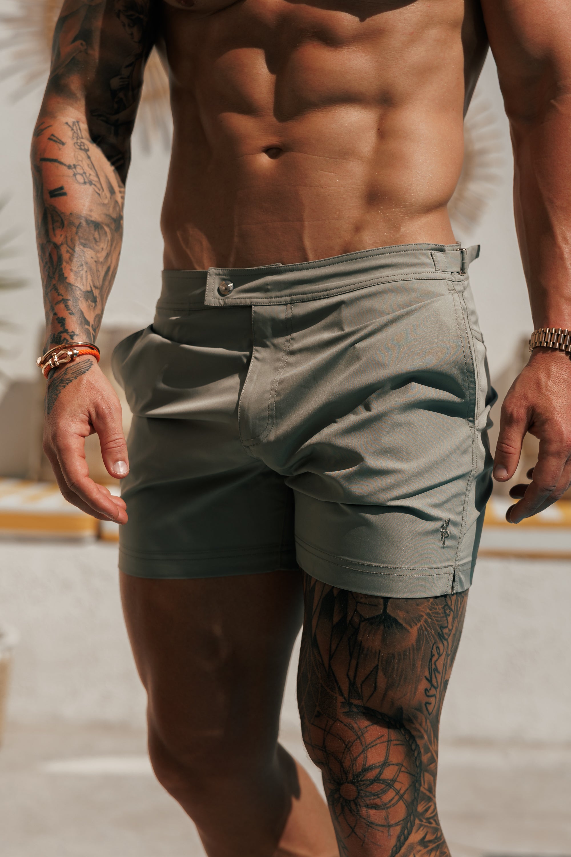 Army Green / Silver Swim Shorts - FSN225