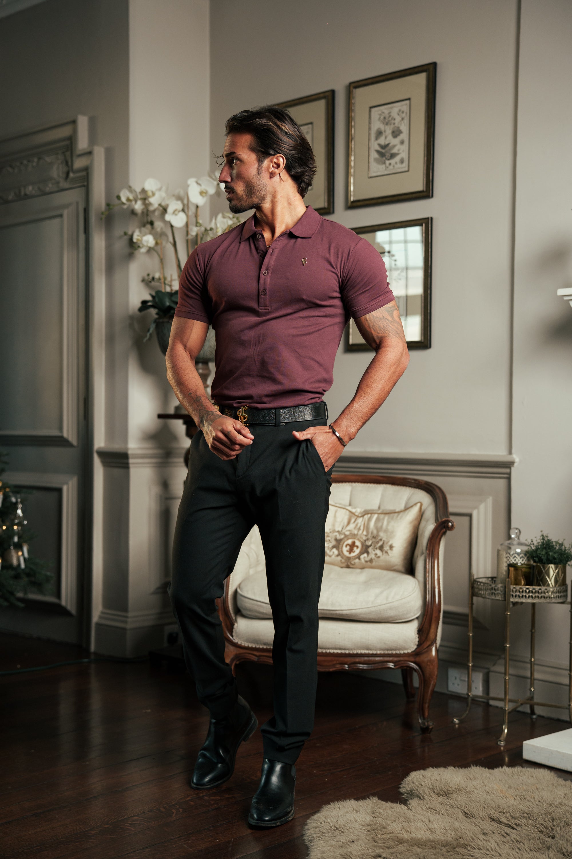 Burgundy / Gold Polo Shirt - FSH1407