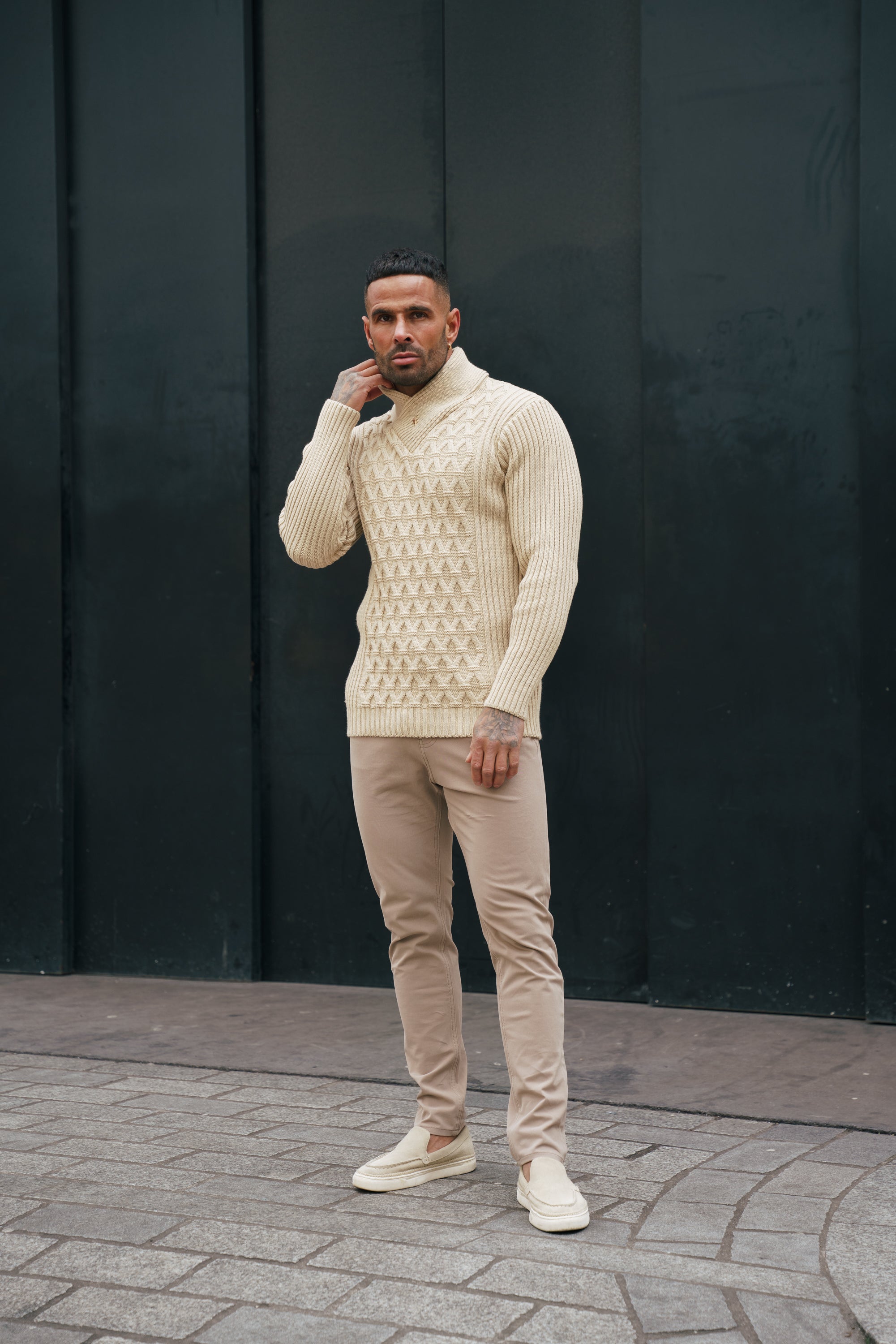Chunky Cable Knit Beige Jumper - FSJ062