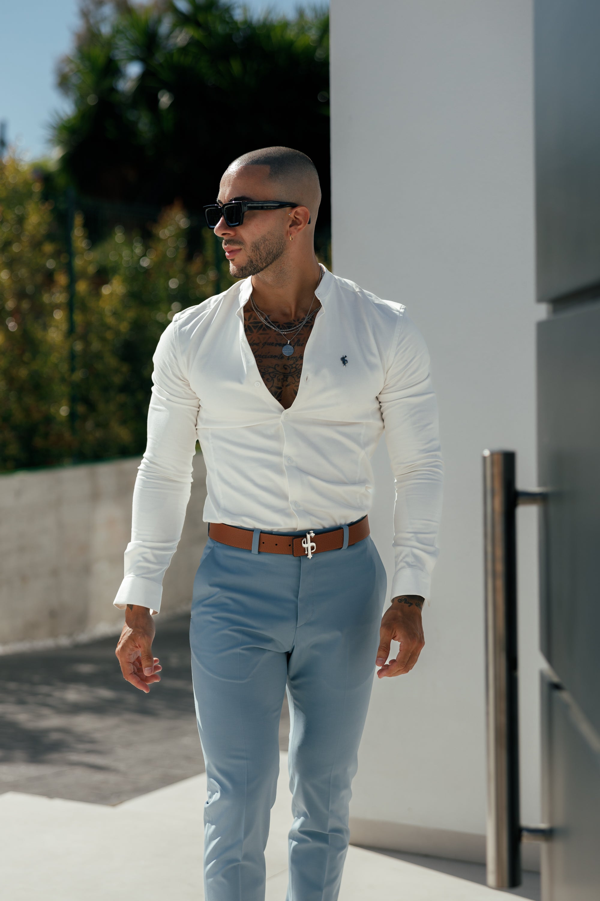 Slim Formal Airforce Blue Stretch Trousers - FST025