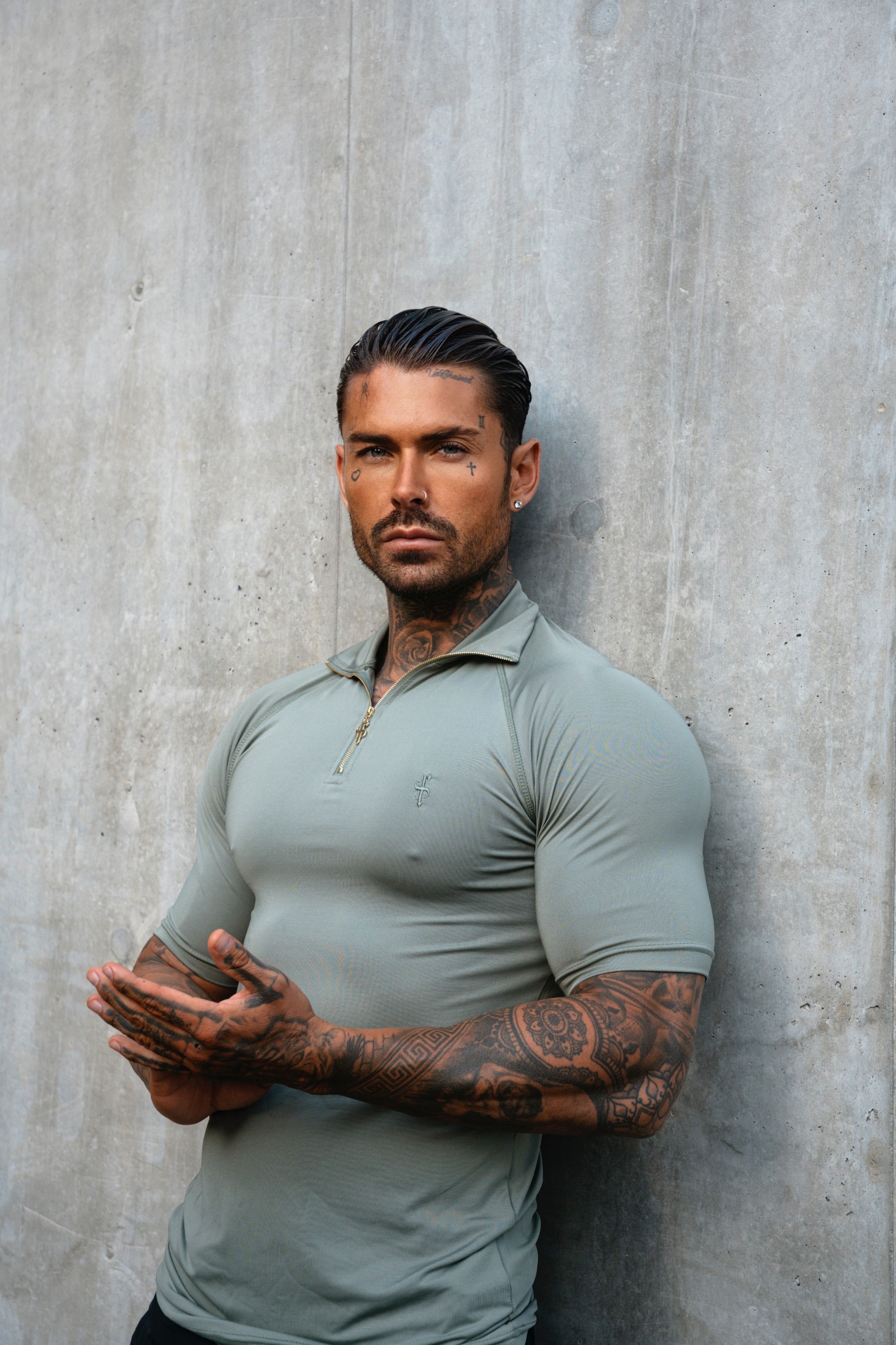 SS Olive Half Zip Gym Top - FSH1310