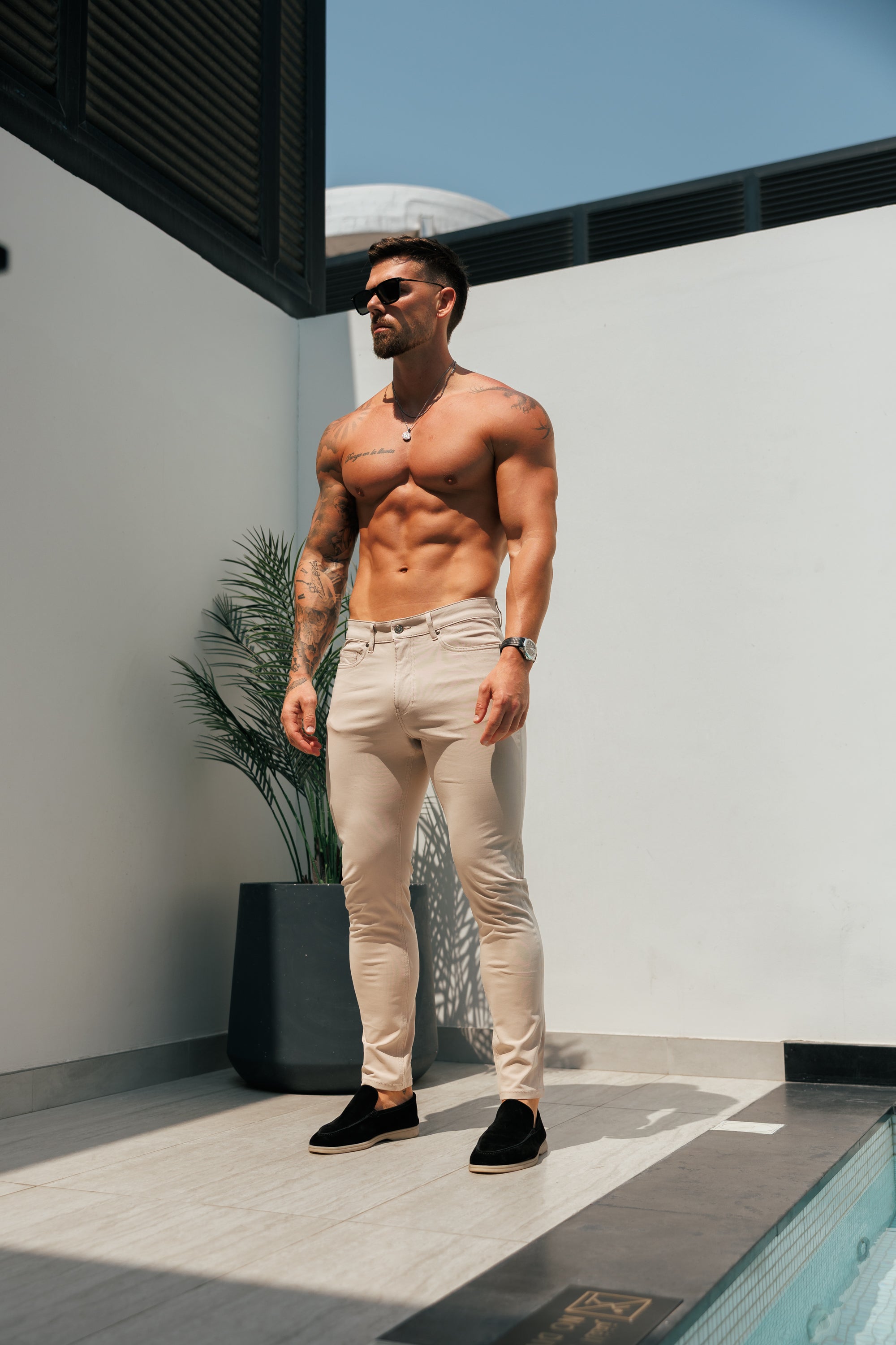 Beige Relaxed Tencel Jeans - FSJEAN020