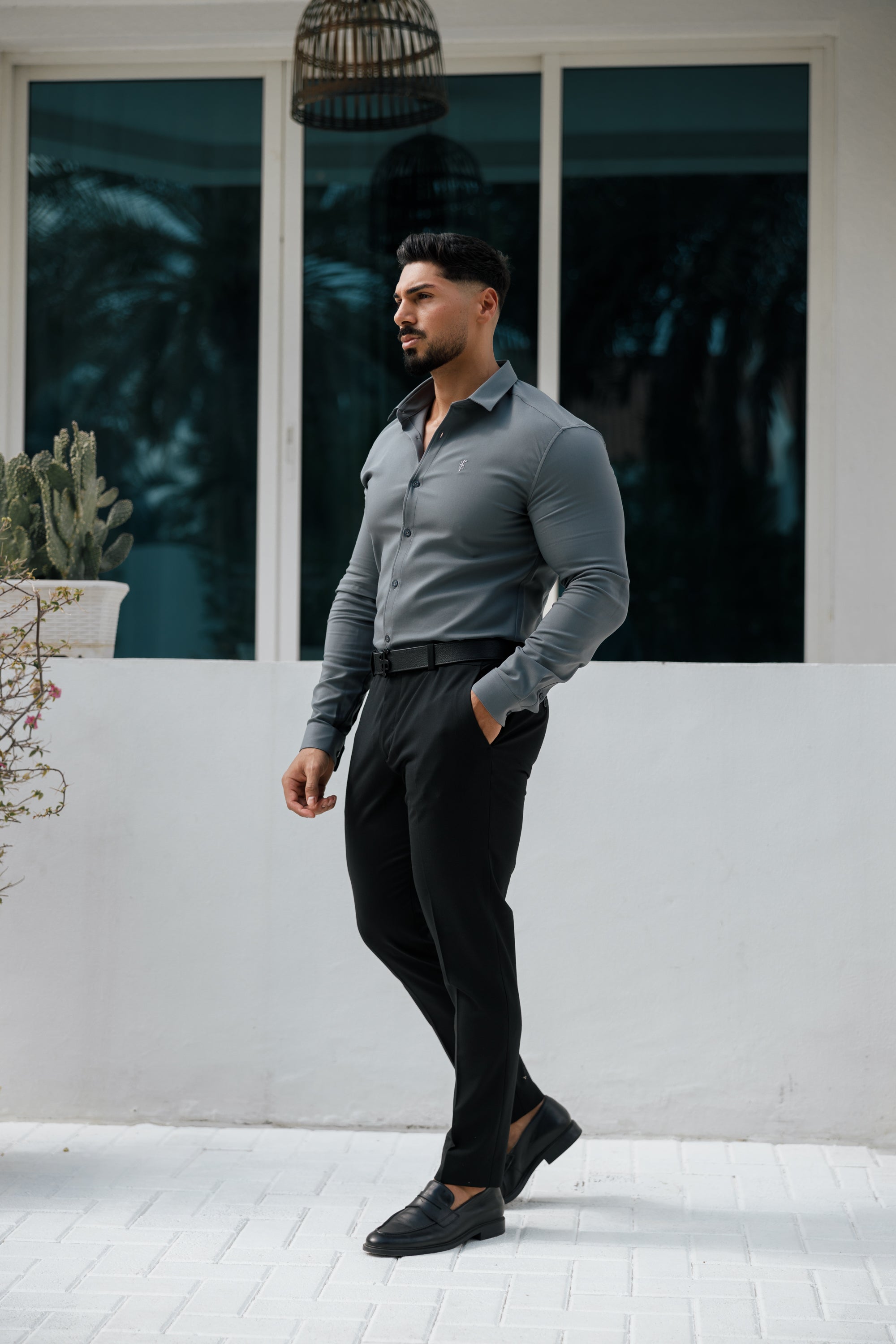 Super Slim Scuba Gunmetal Long Sleeve Stretch - FS1033