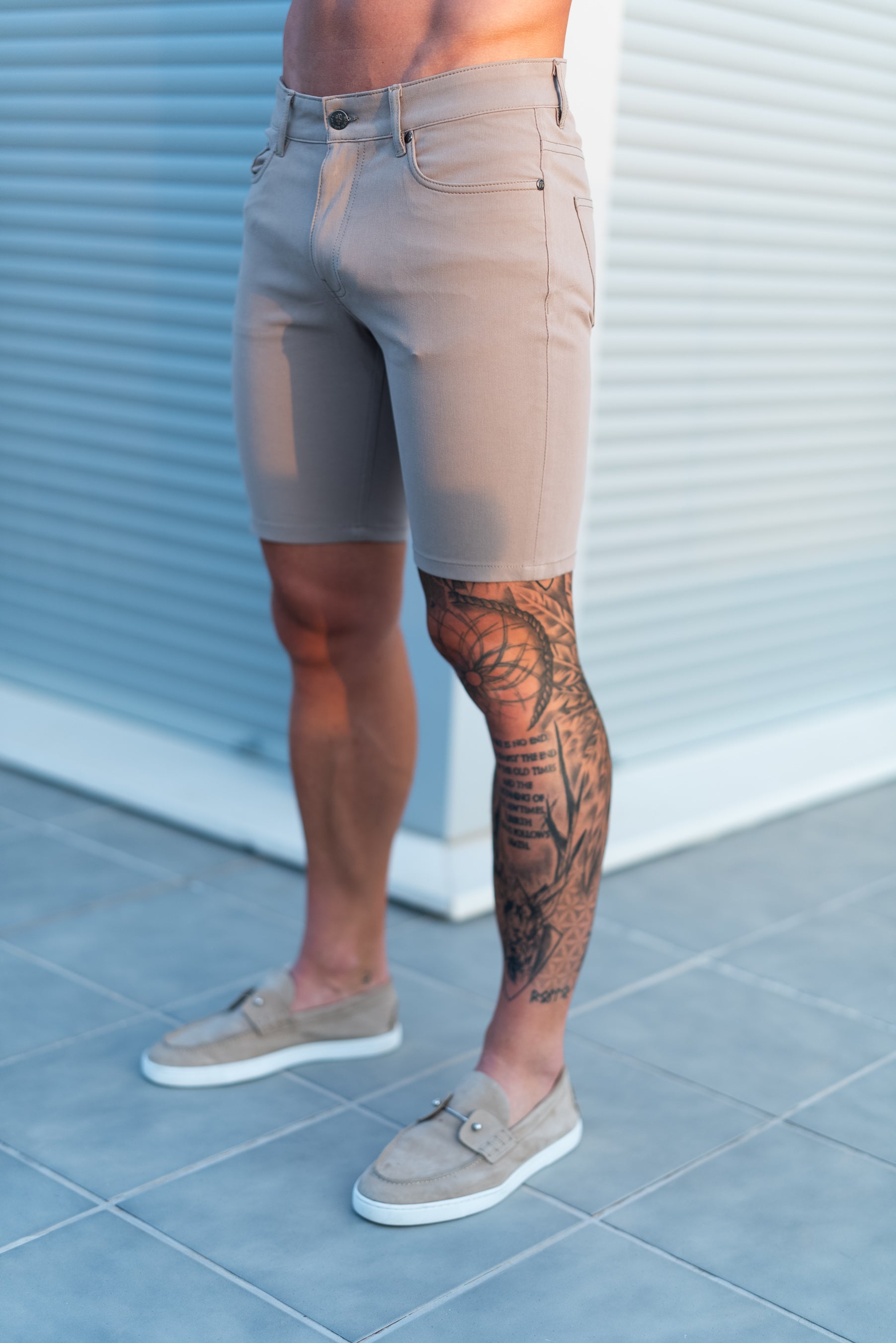 Ultra Stretch Beige Denim Shorts - FSJS002