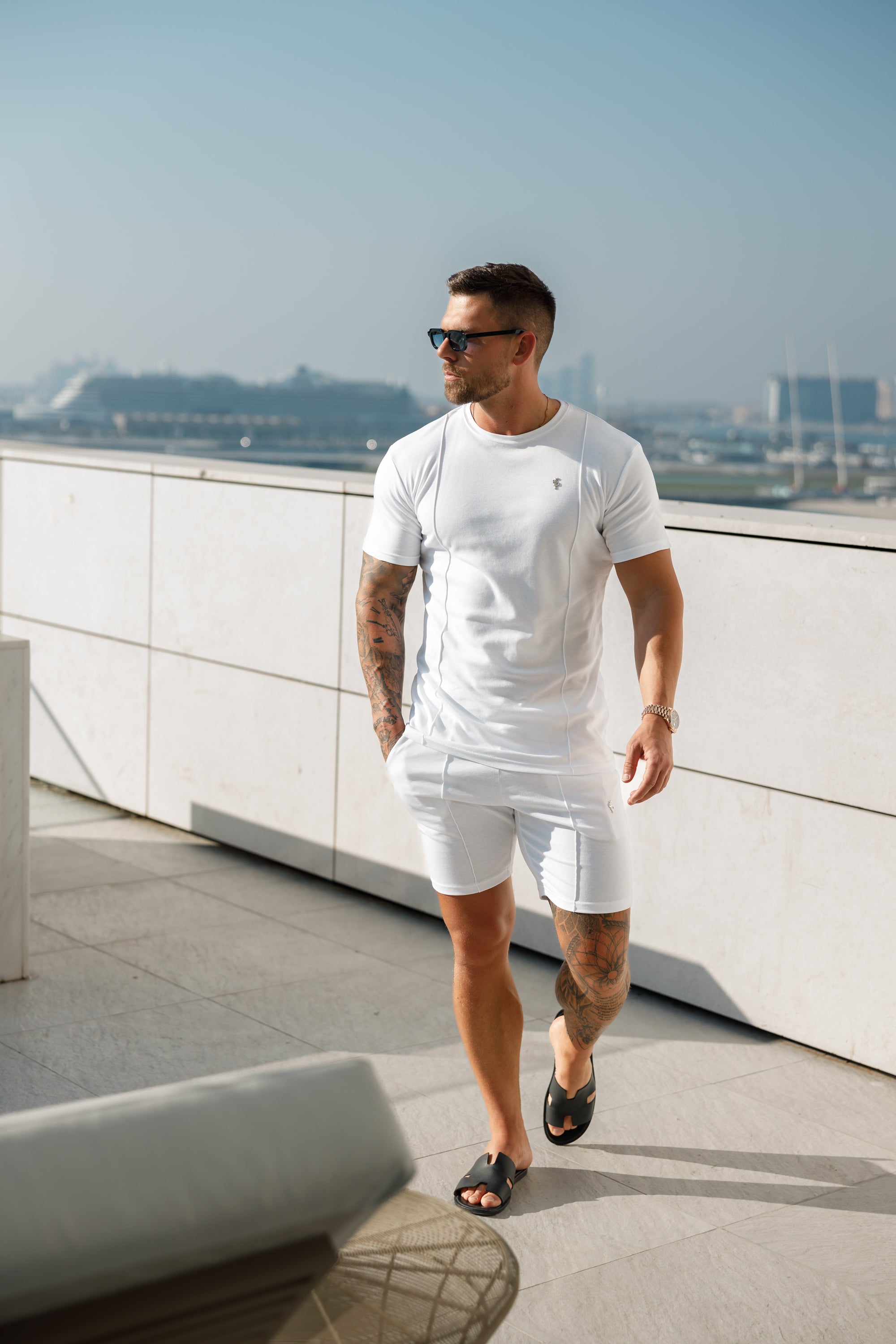 White / Silver Elasticated Drawstring Pintuck Shorts - FSH1054