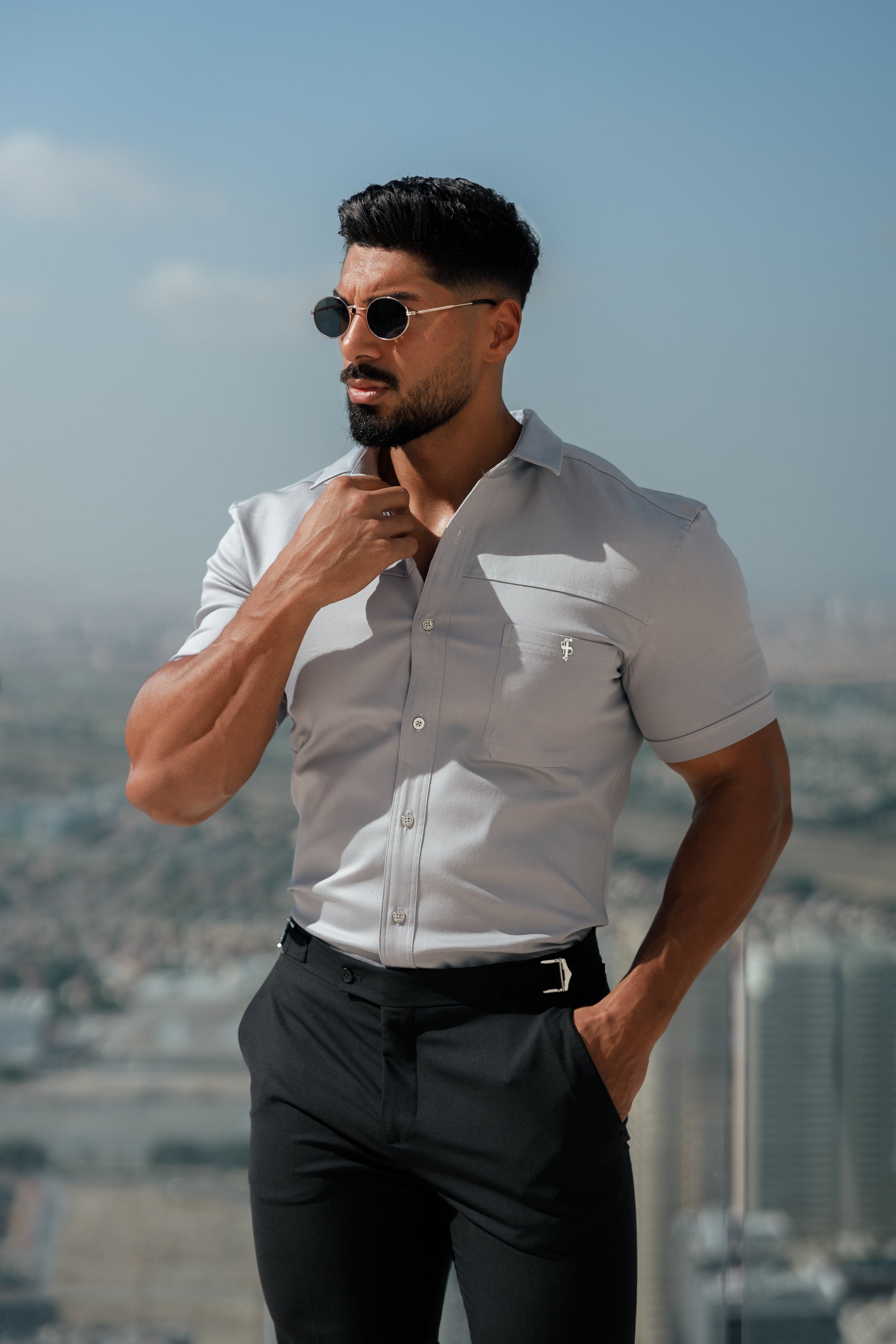 Slim Formal Black Stretch Trousers With Silver Waist Adjusters - FST013