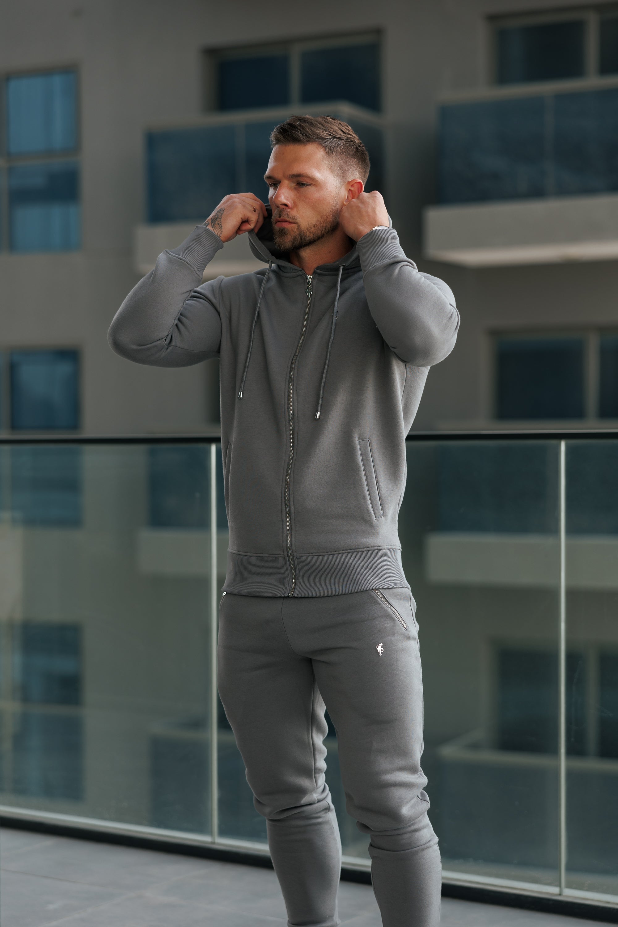 Charcoal / Silver Full Zip Hoodie with Pockets - FSH1251