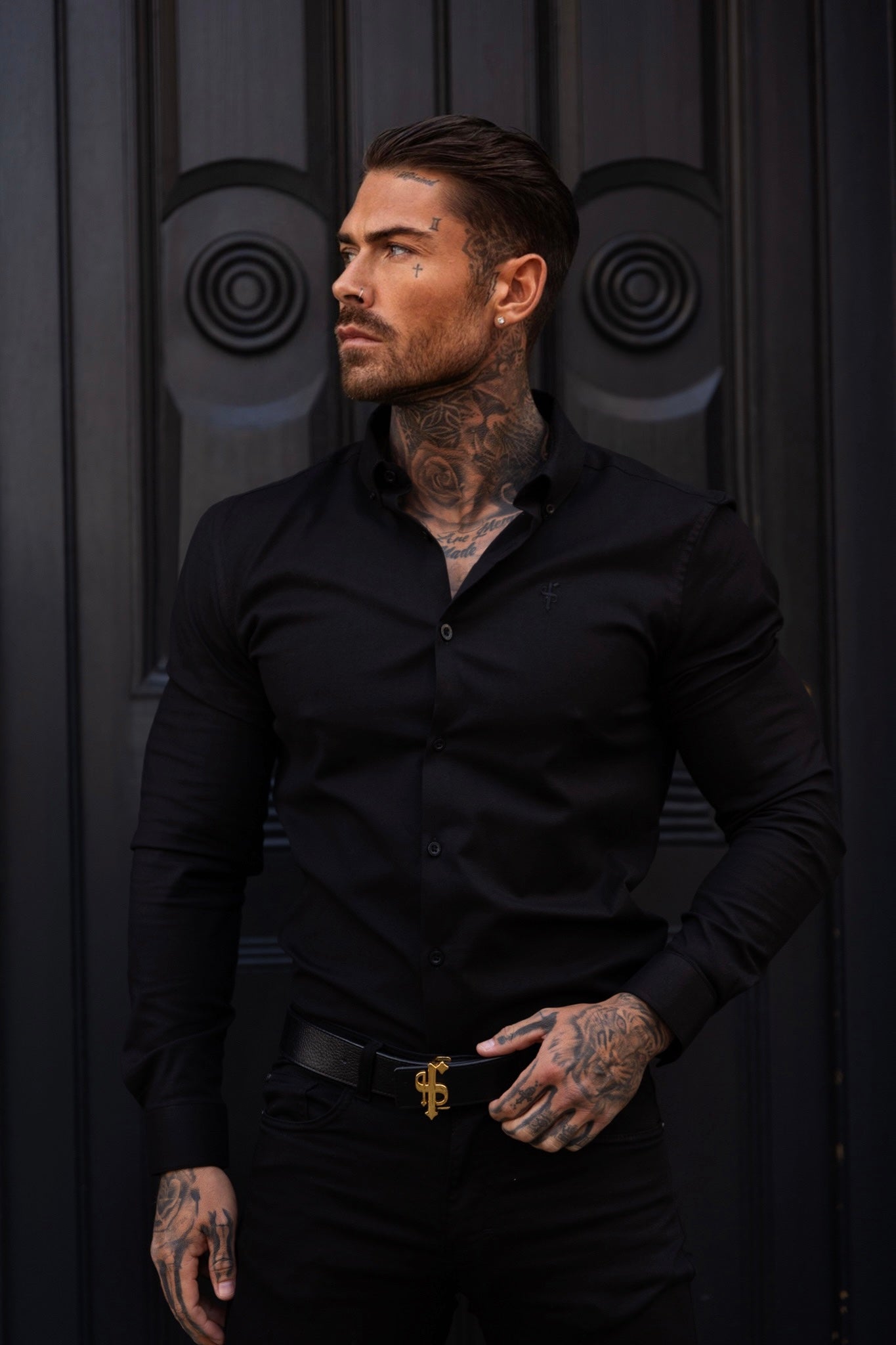 Classic Stretch Oxford Long Sleeve Black - FS1012